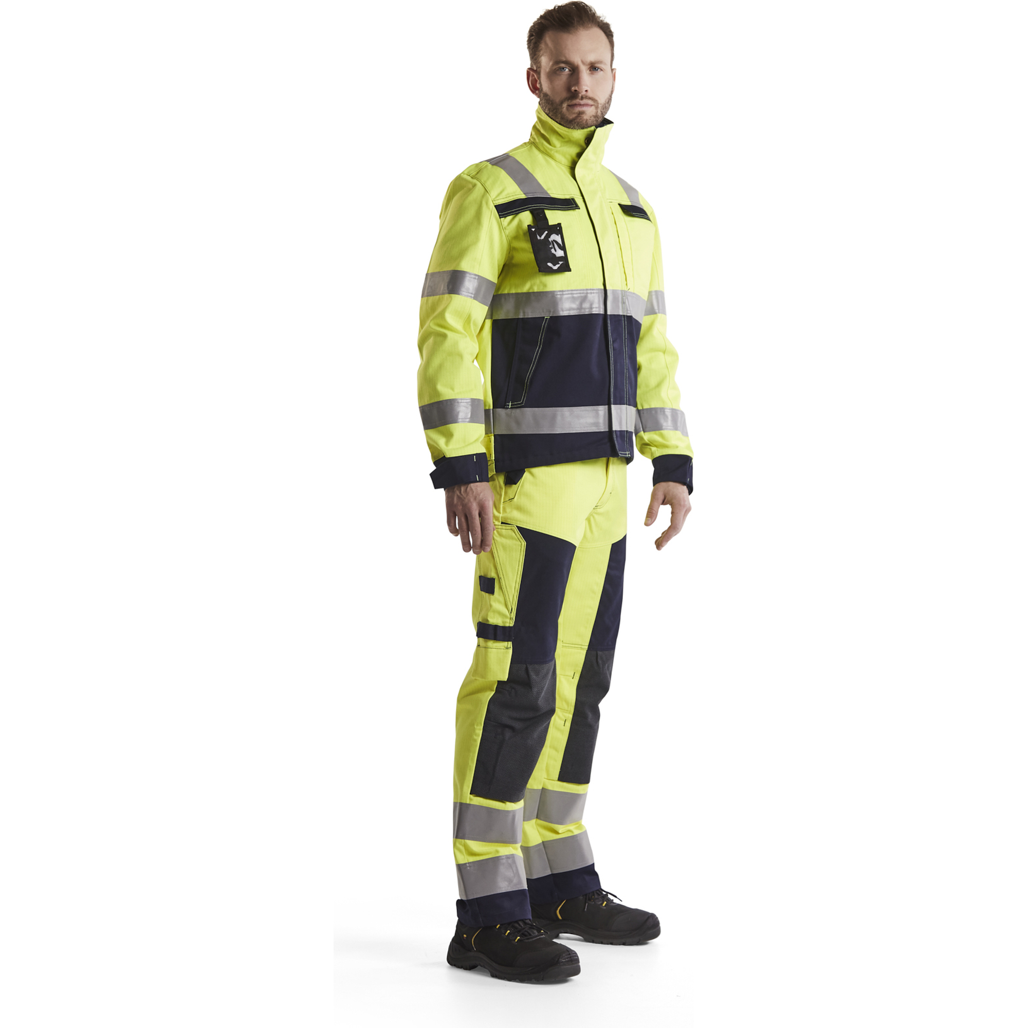 Blaklader Multinorm Craftsman Work Trousers, Yellow/Navy Blue (5)