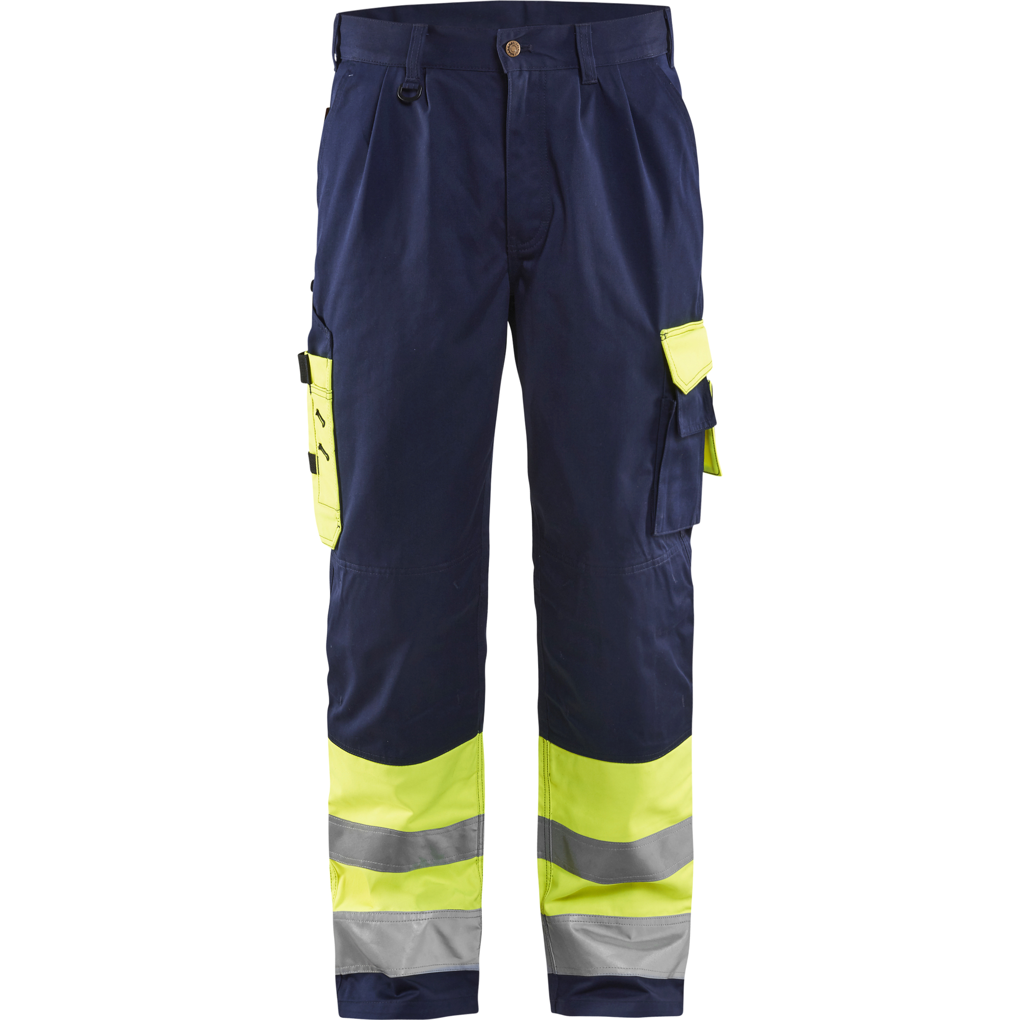 Blaklader High Vis Work Trousers, Yellow/Navy Blue