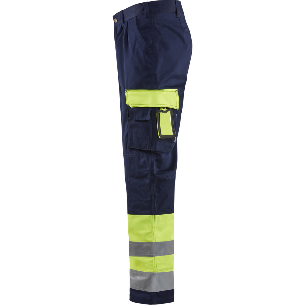 Blaklader High Vis Work Trousers, Yellow/Navy Blue (3)