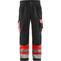 Blaklader High Vis Work Trousers, Red/Black