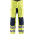 Blaklader High Vis Stretch Work Trousers, Yellow/Navy Blue