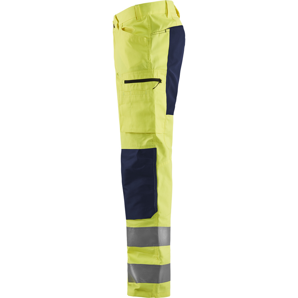 Blaklader High Vis Stretch Work Trousers, Yellow/Navy Blue (3)