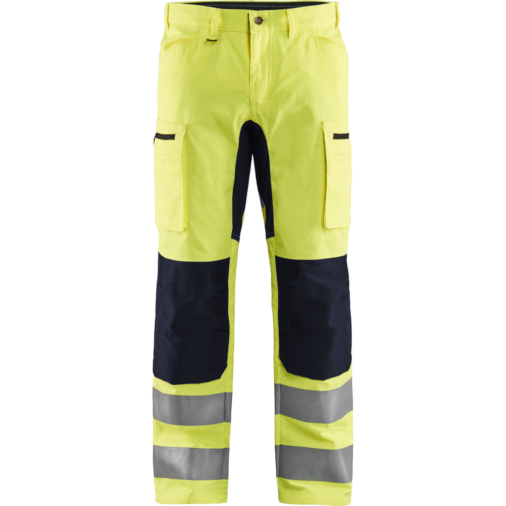 Blaklader High Vis Stretch Work Trousers, Yellow/Black