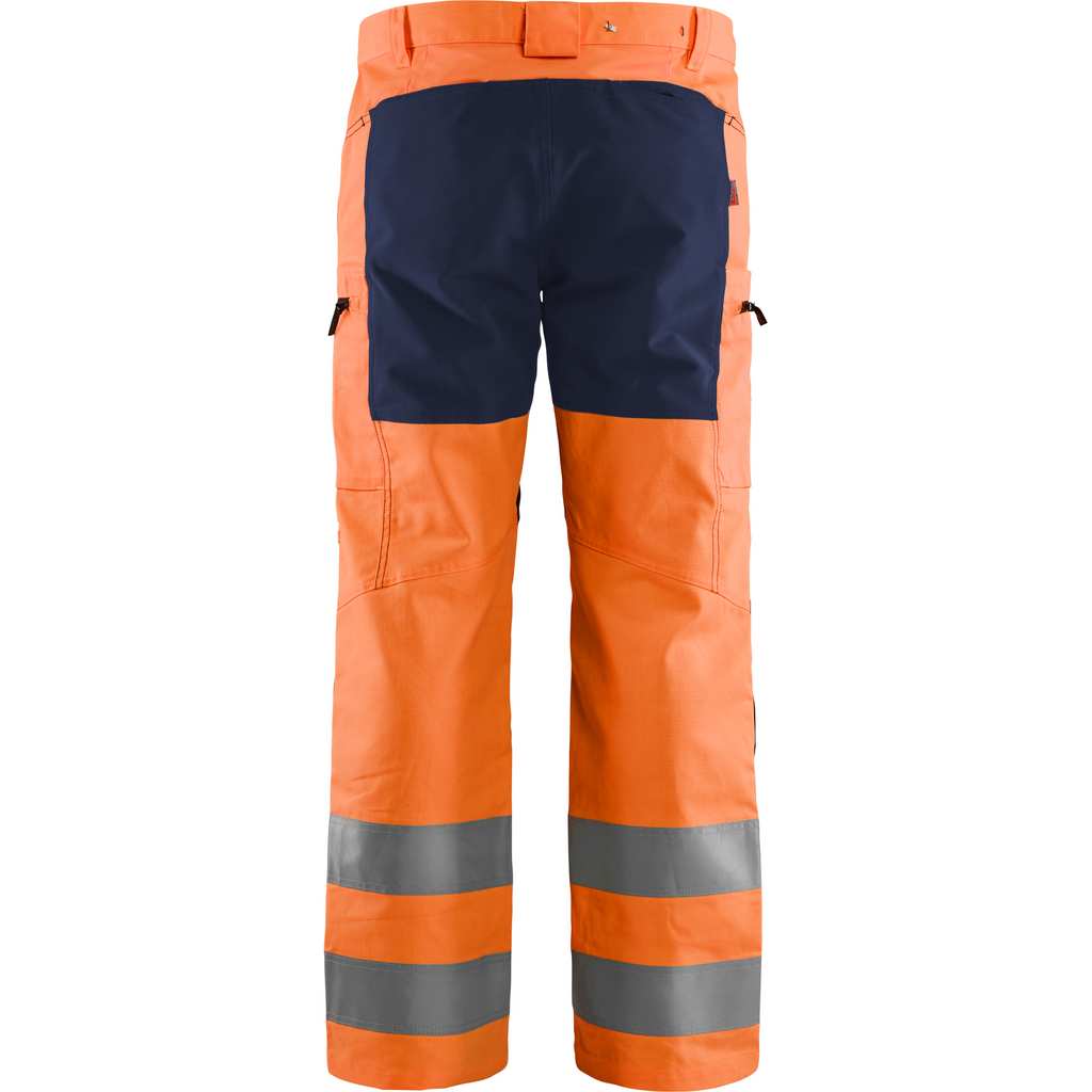 Blaklader High Vis Stretch Work Trousers, Orange/Navy Blue (3)