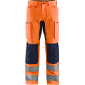 Blaklader High Vis Stretch Work Trousers, Orange/Navy Blue