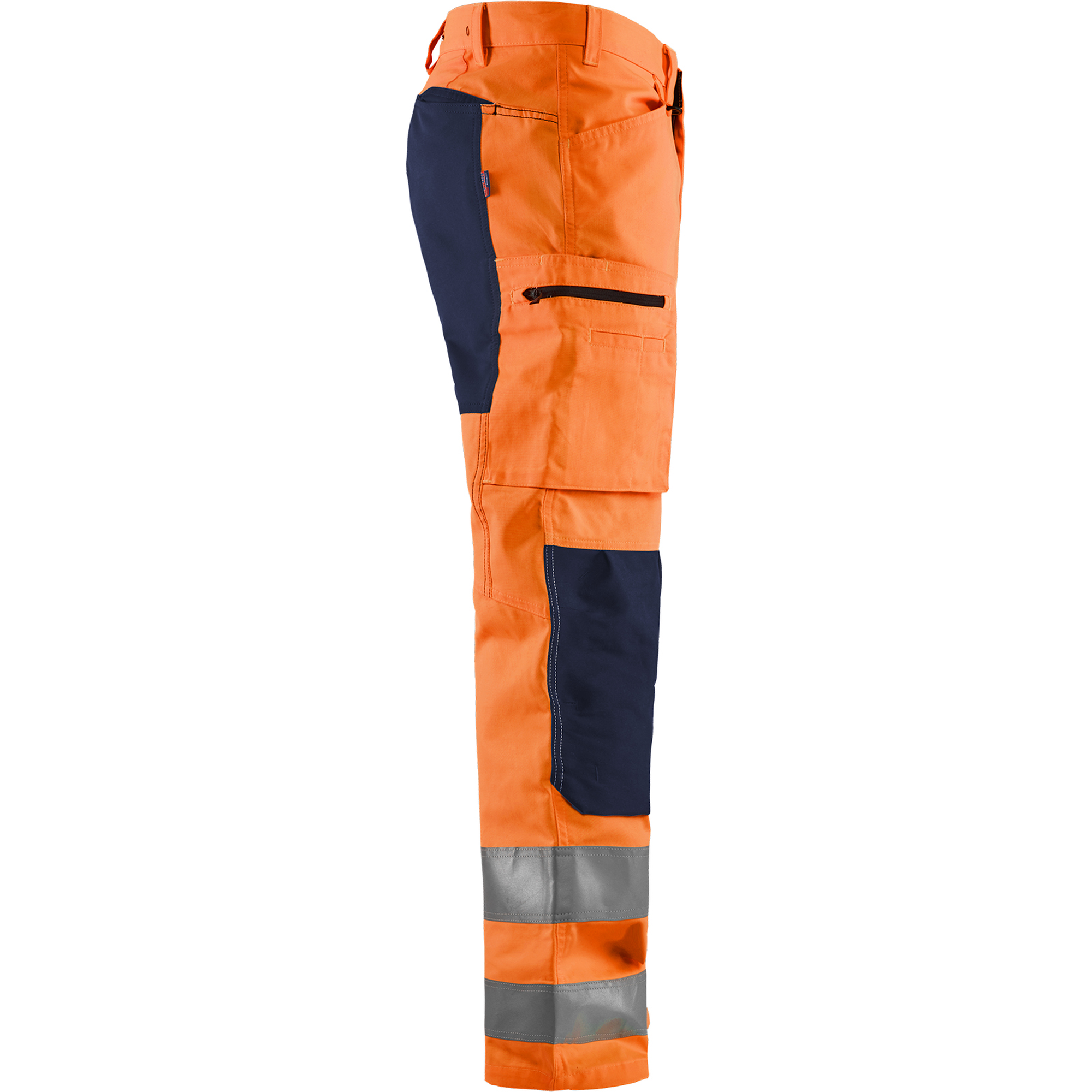 Blaklader High Vis Stretch Work Trousers, Orange/Navy Blue (2)
