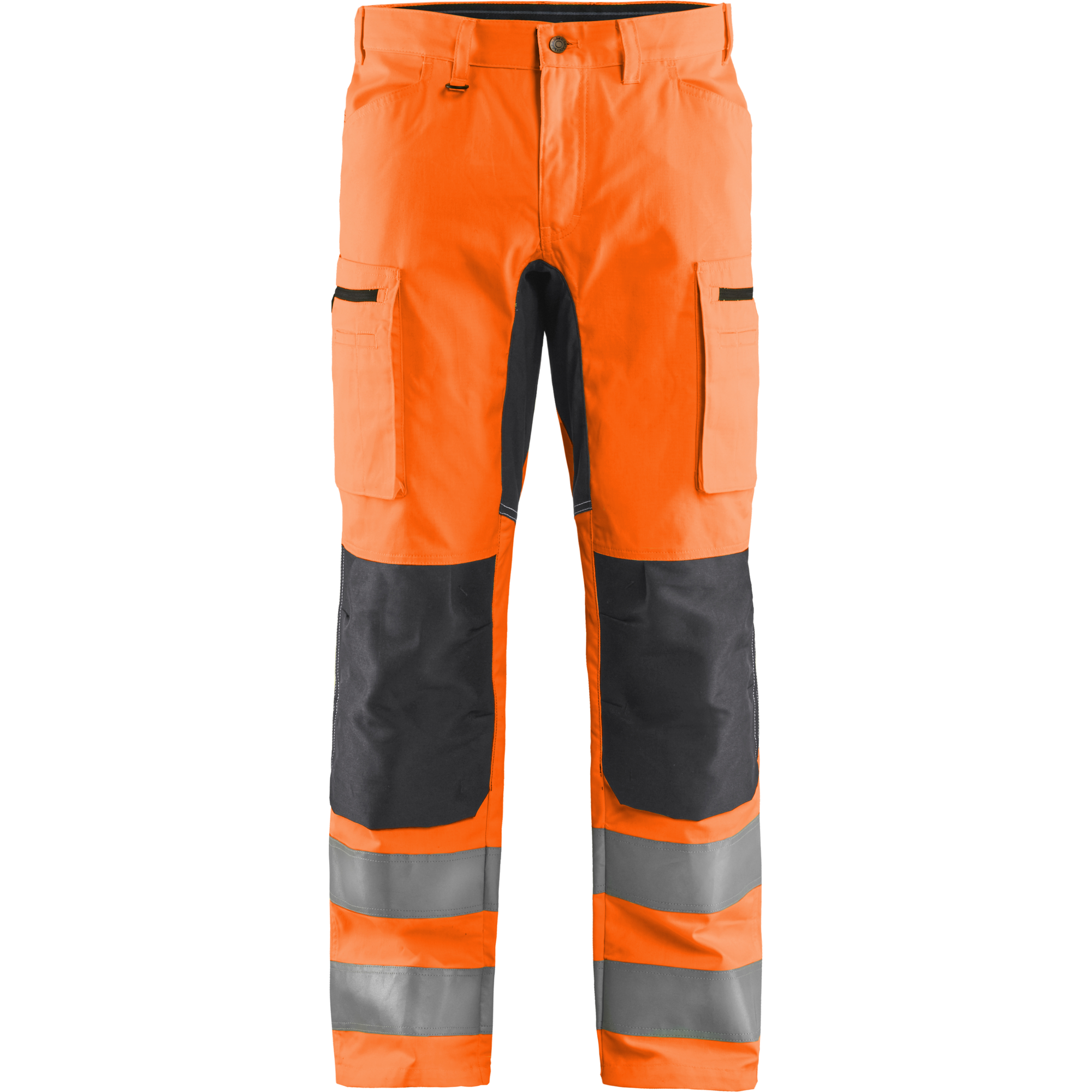 Blaklader High Vis Stretch Work Trousers, Orange/Medium Grey