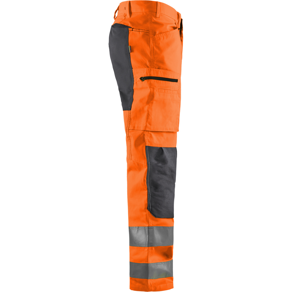 Blaklader High Vis Stretch Work Trousers, Orange/Medium Grey (2)