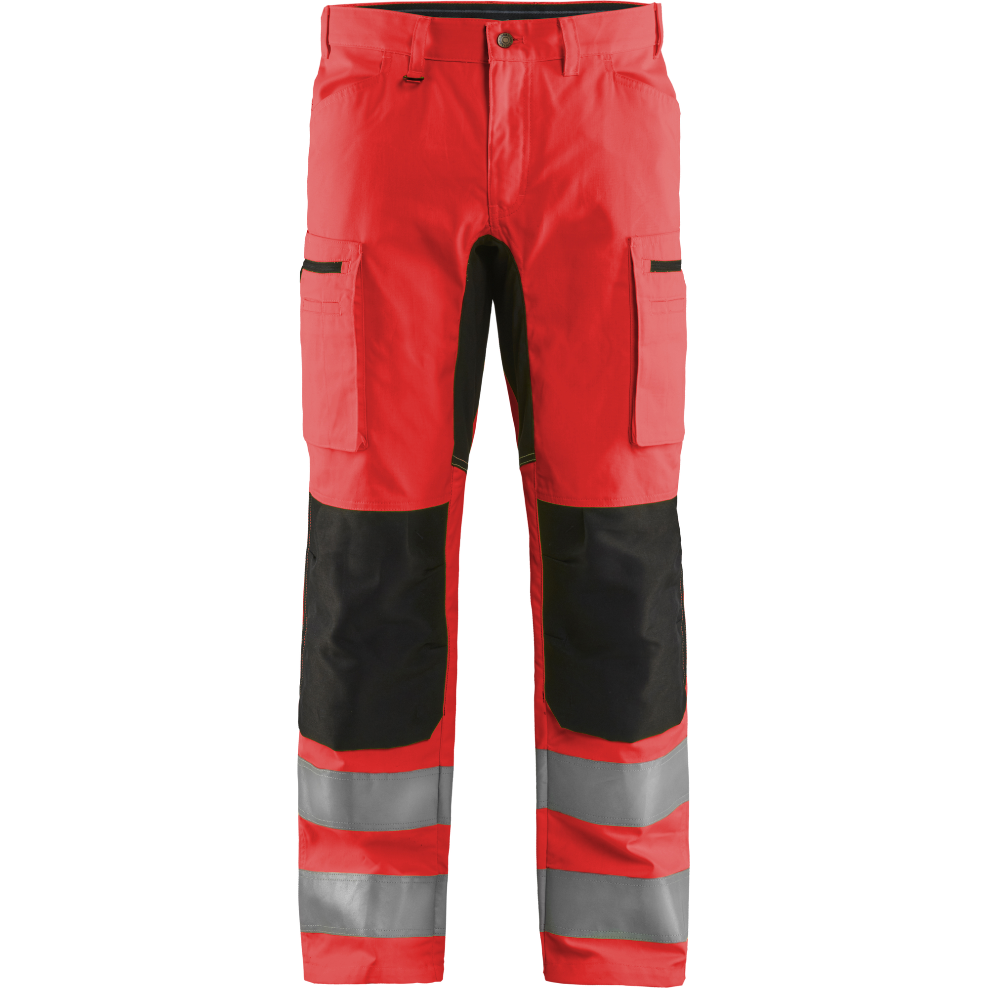 Blaklader High Vis Stretch Work Trousers, Red/Black