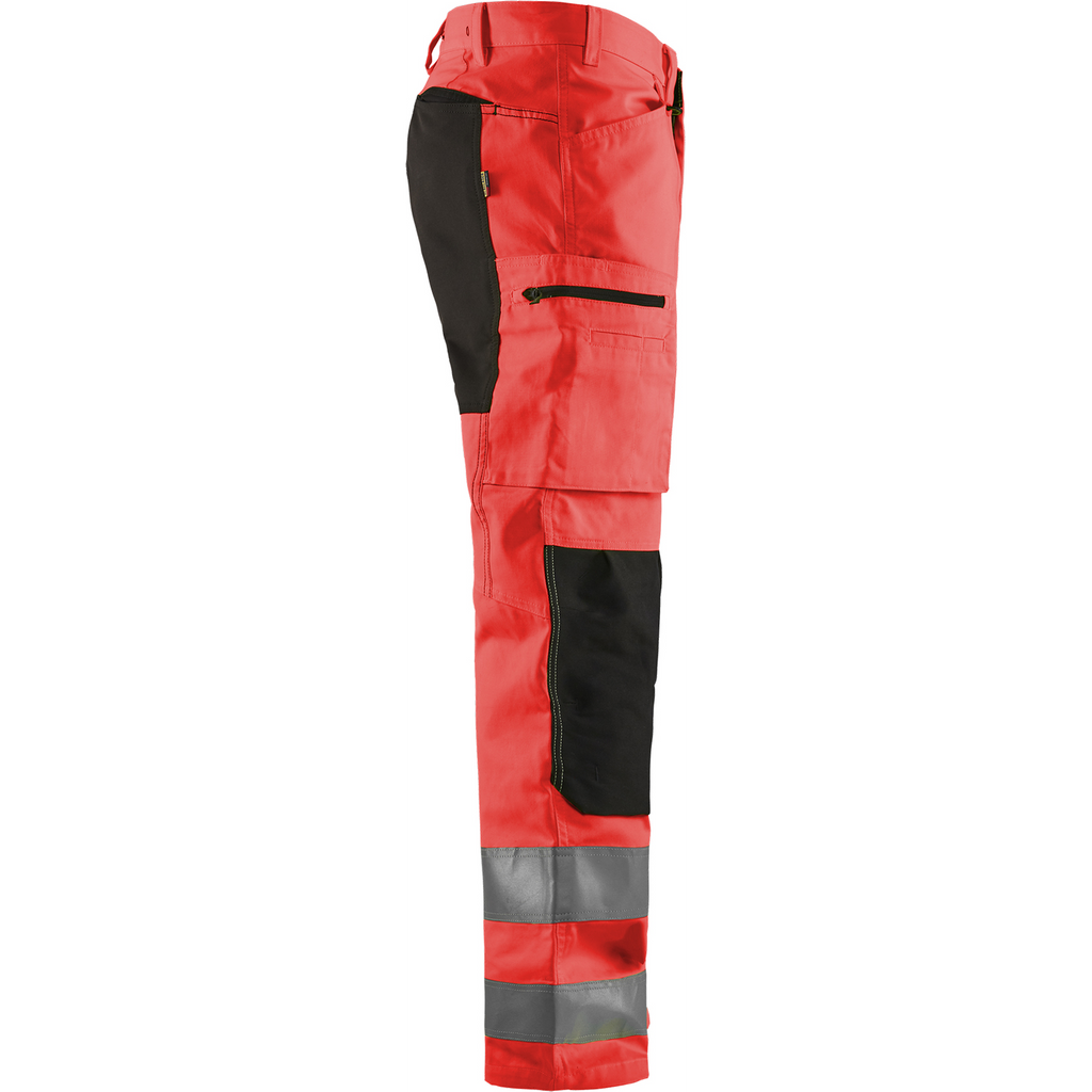 Blaklader High Vis Stretch Work Trousers, Red/Black (2)