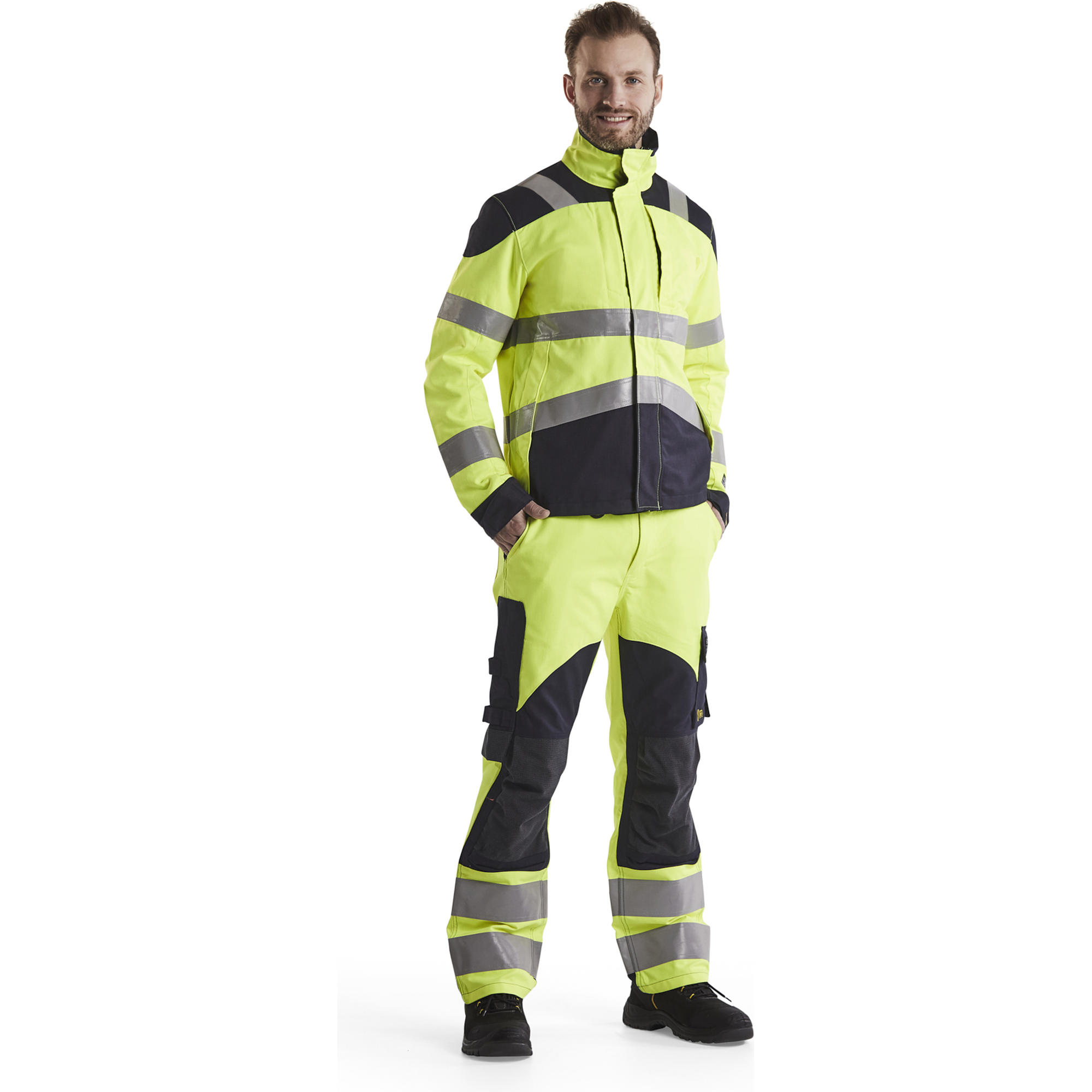 Blaklader Multinorm Work Trousers, Yellow/Navy Blue (5)