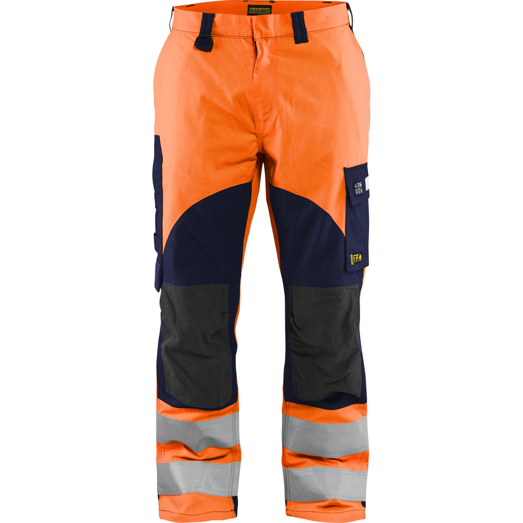 Blaklader Multinorm Work Trousers, Orange/Navy Blue