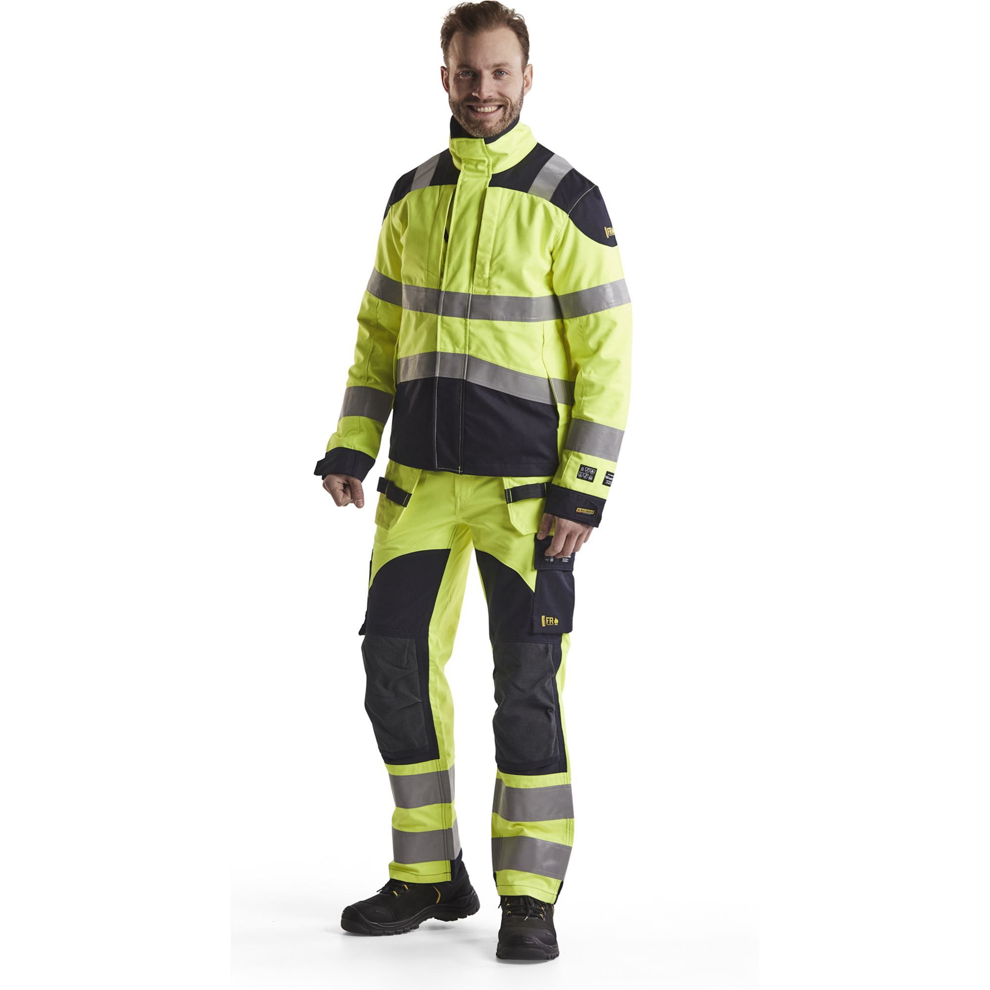Blaklader Multinorm Work Trousers, Yellow/Navy Blue (5)