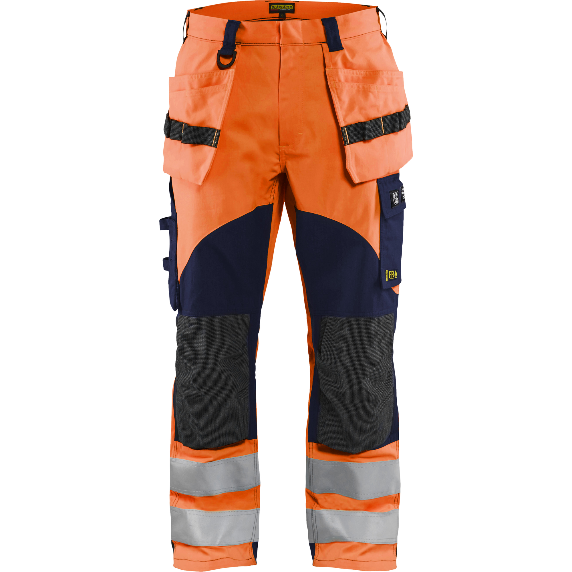 Blaklader Multinorm Work Trousers, Orange/Navy Blue