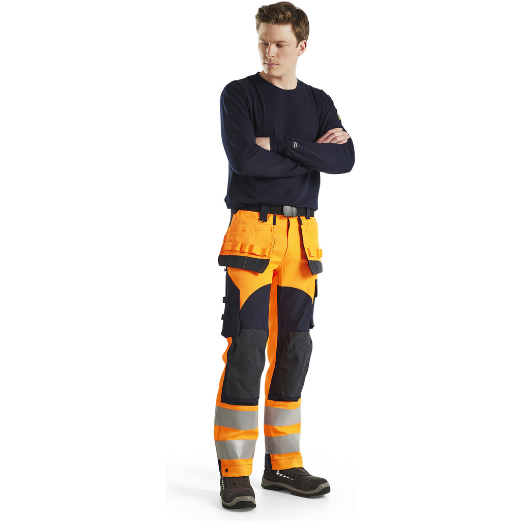 Blaklader Multinorm Work Trousers, Orange/Navy Blue (5)