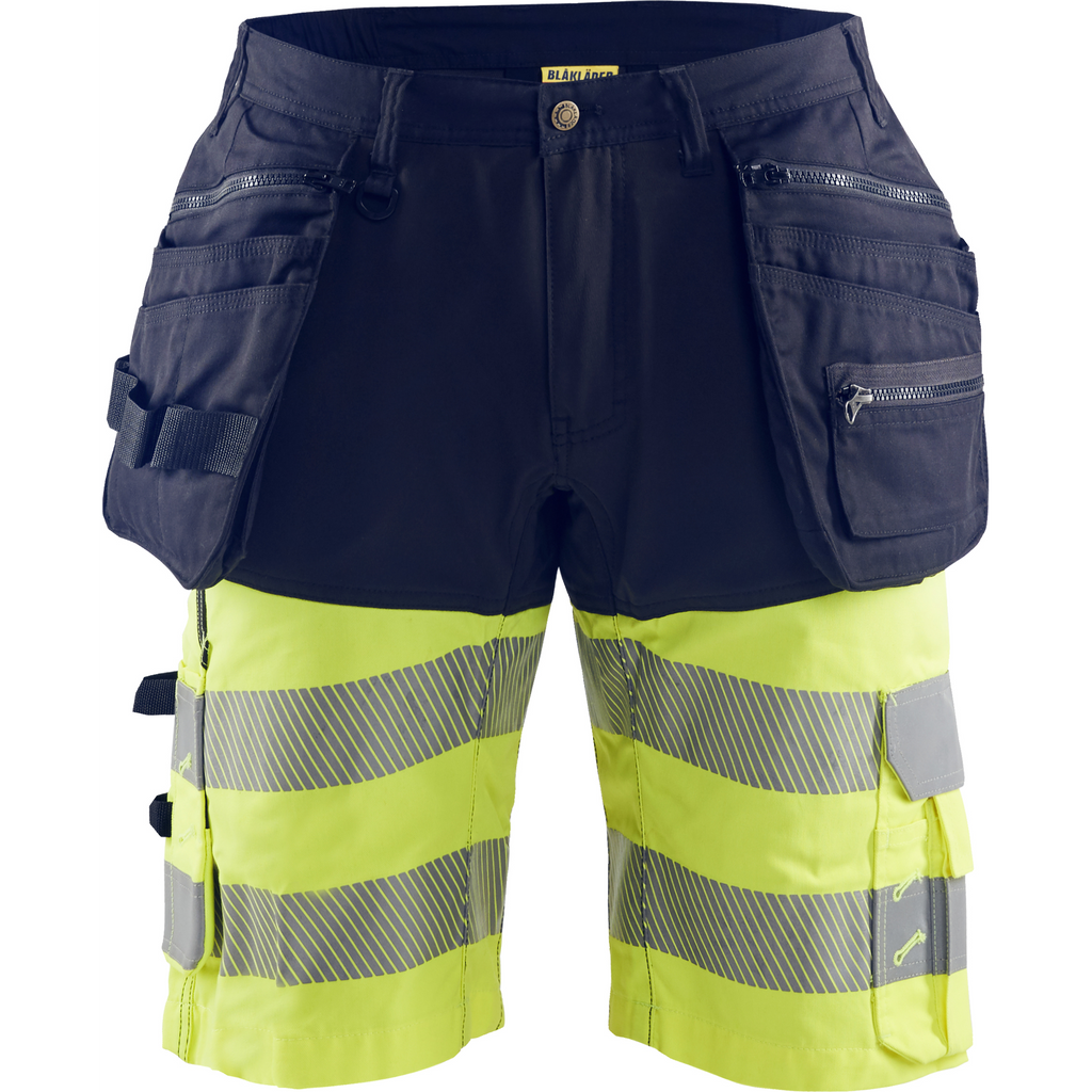 Blaklader High Vis Stretch Shorts, Navy Blue/ Yellow