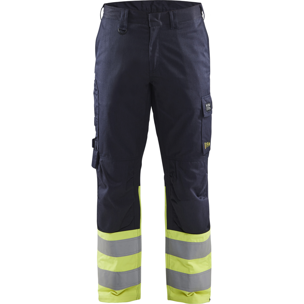 Blaklader Stahl Work Trousers, Navy/Yellow