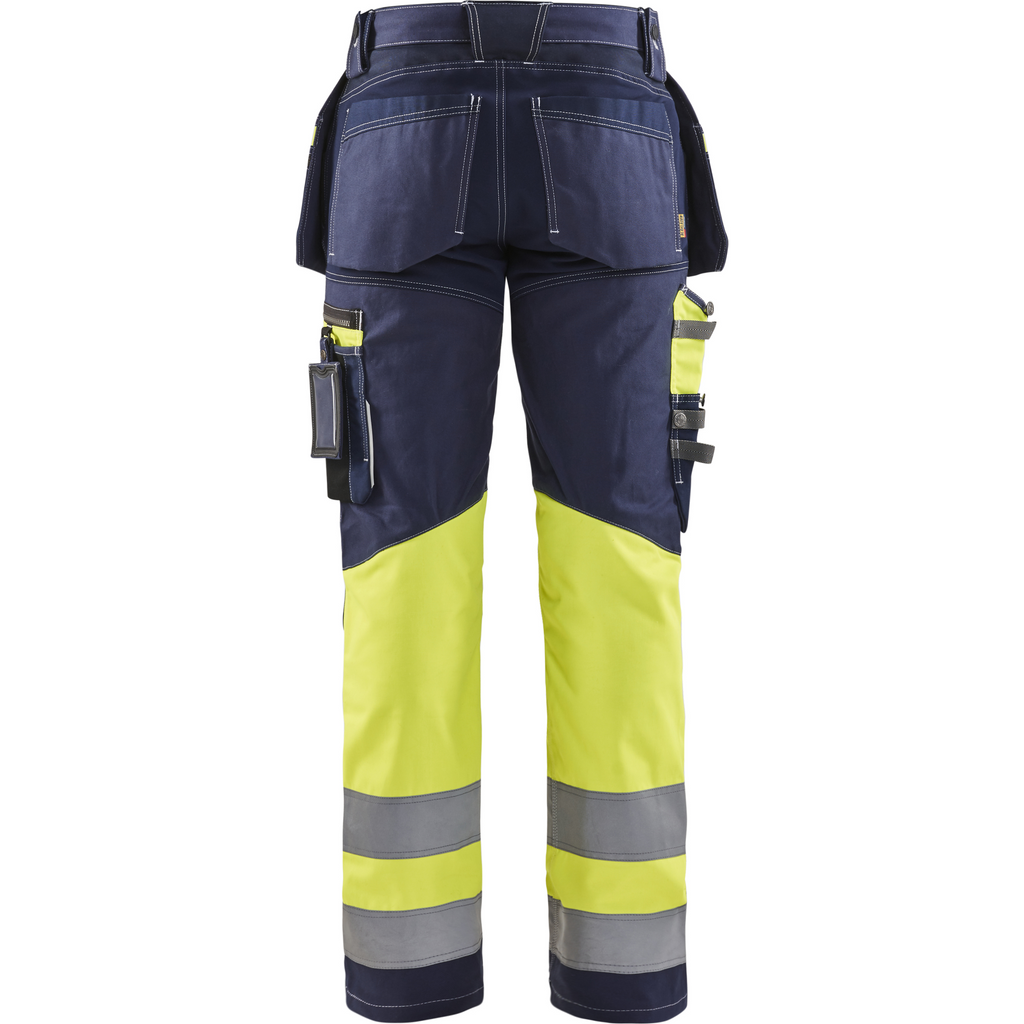 Blaklader High Vis Stretch Work Trousers, Navy/Yellow (4)