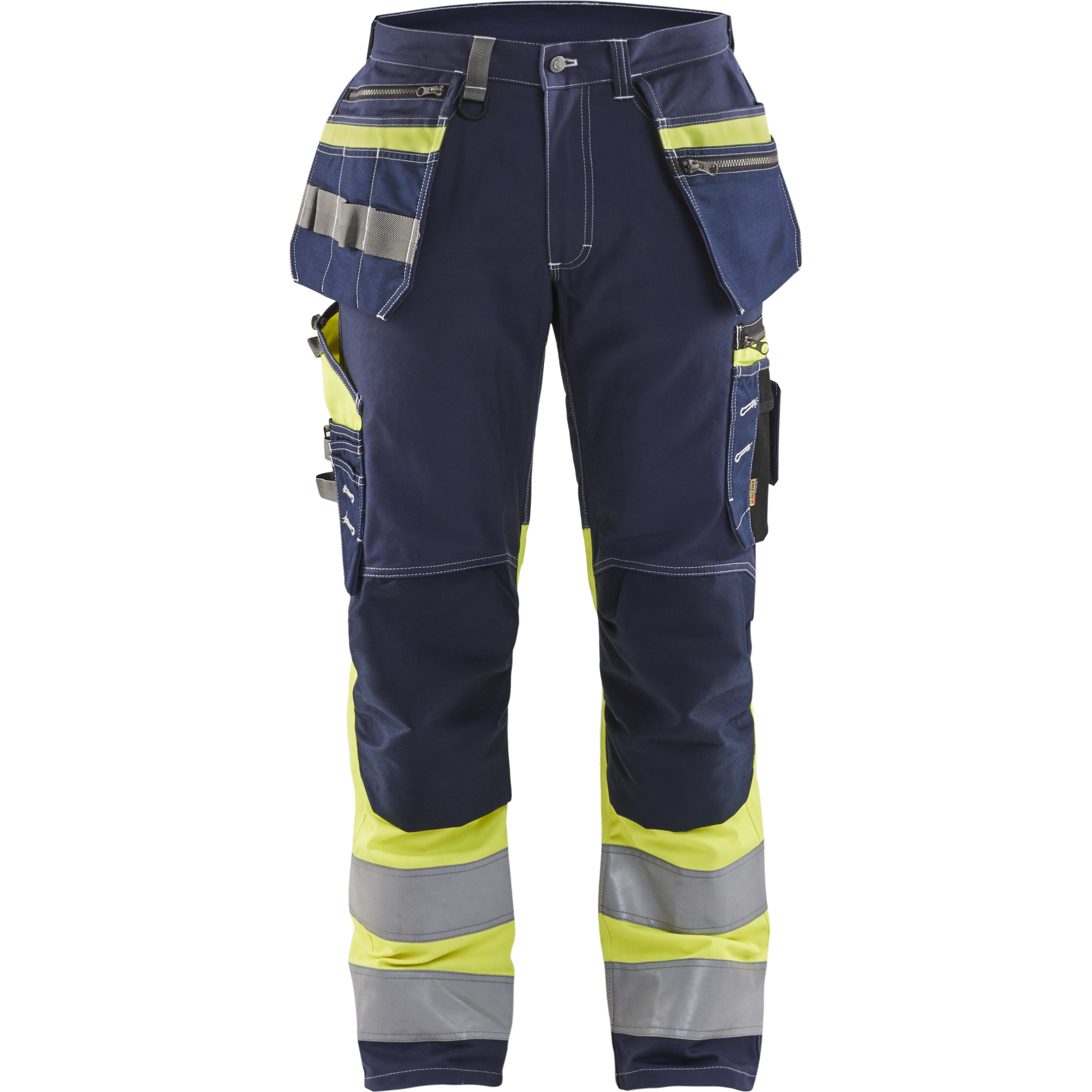 Blaklader High Vis Stretch Work Trousers, Navy/Yellow