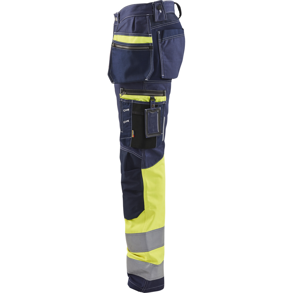Blaklader High Vis Stretch Work Trousers, Navy/Yellow (3)