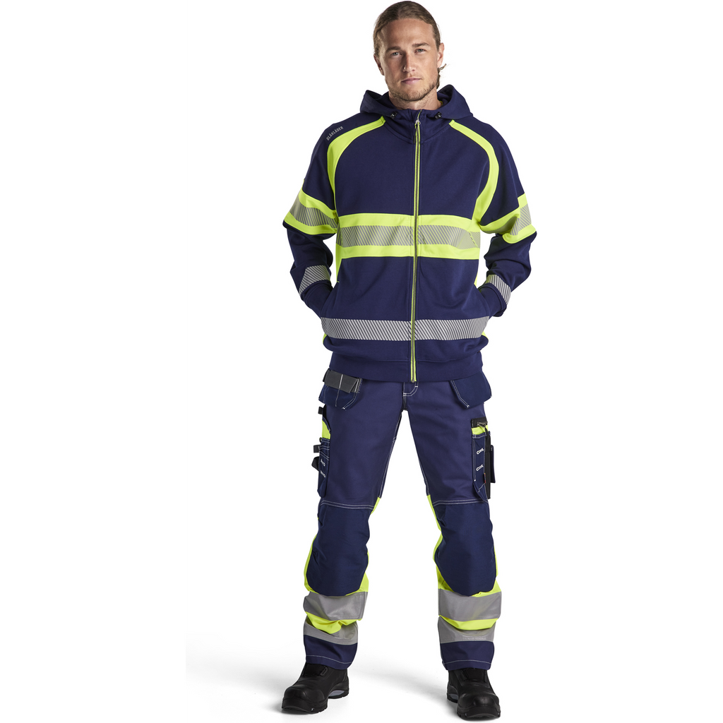 Blaklader High Vis Stretch Work Trousers, Navy/Yellow (5)