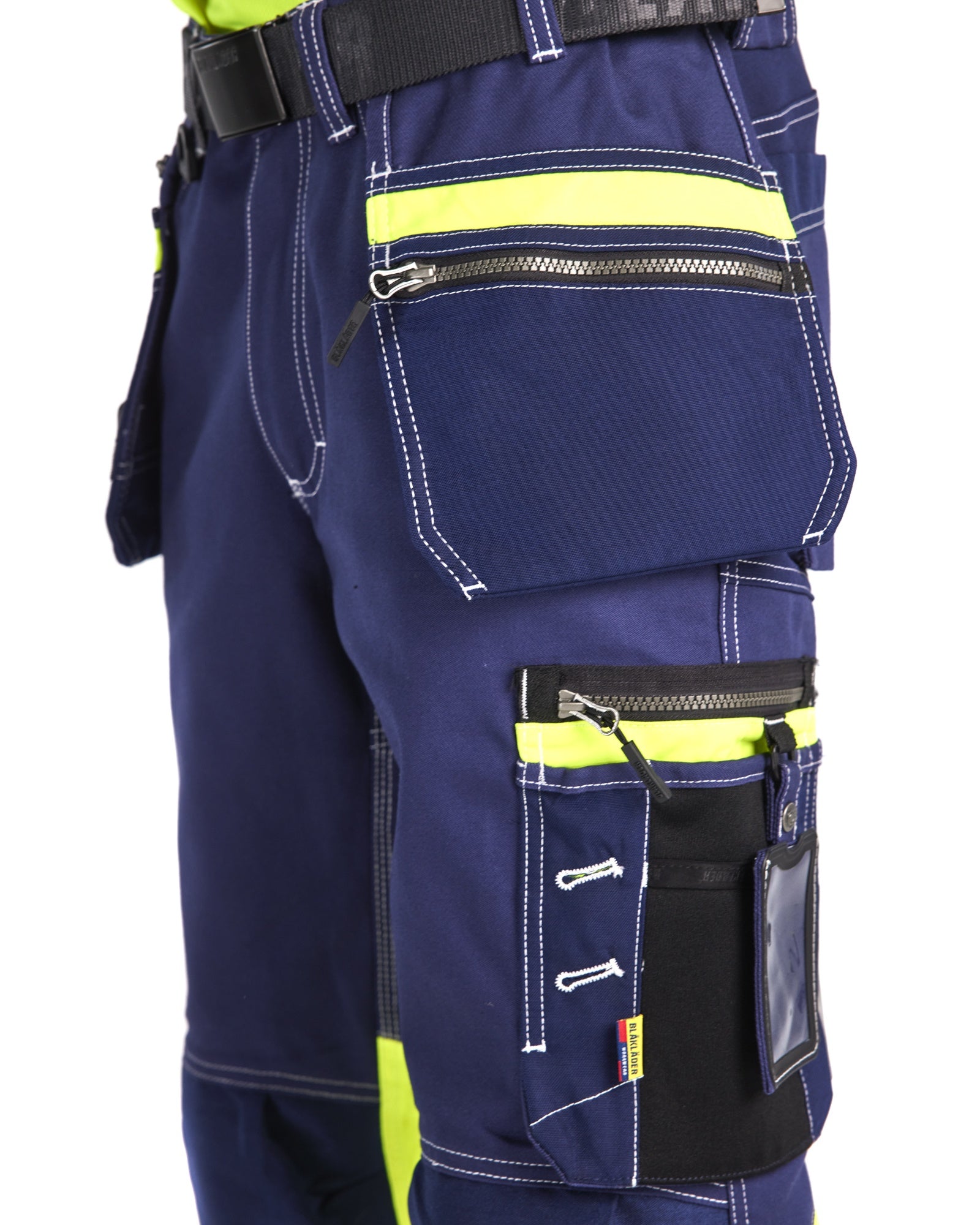 Blaklader High Vis Stretch Work Trousers, Navy/Yellow (7)