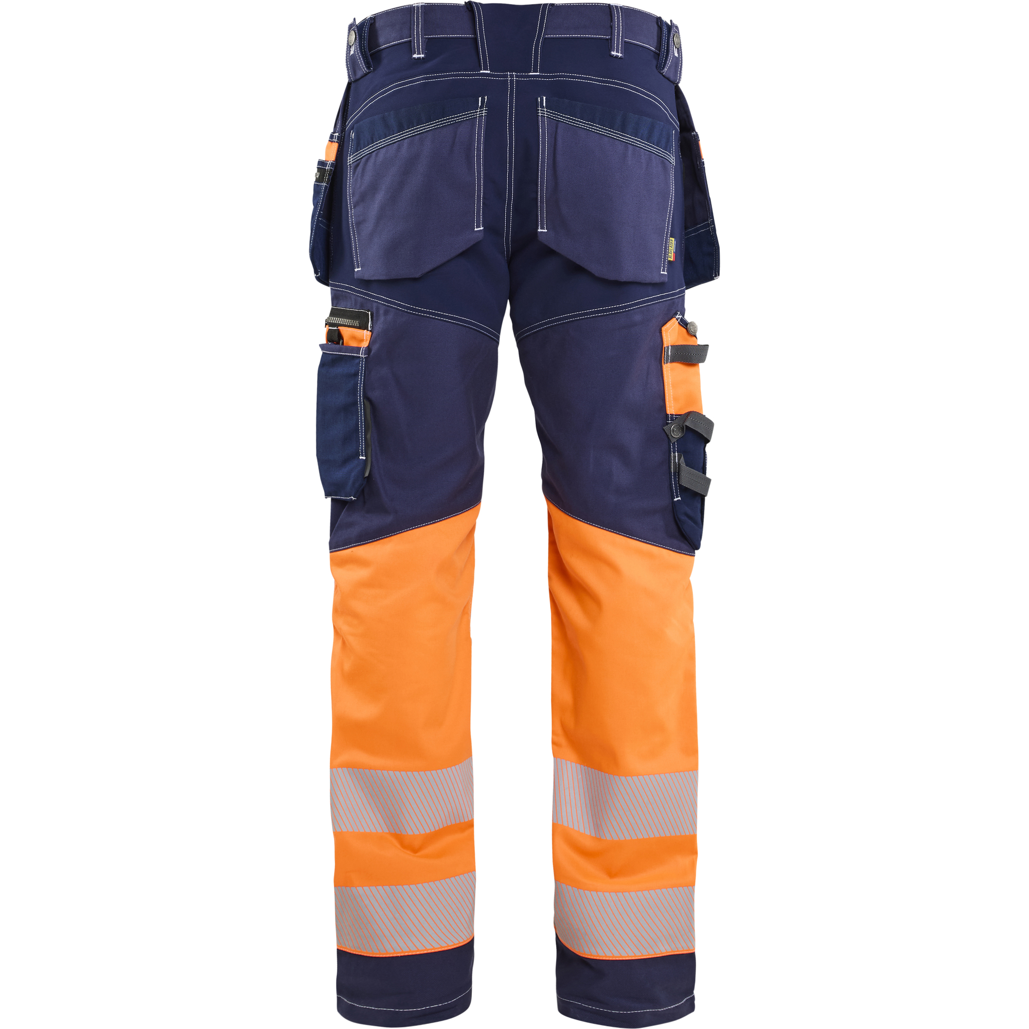 Blaklader High Vis Stretch Work Trousers, Navy Blue/Orange (4)
