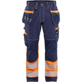 Blaklader High Vis Stretch Work Trousers, Navy Blue/Orange