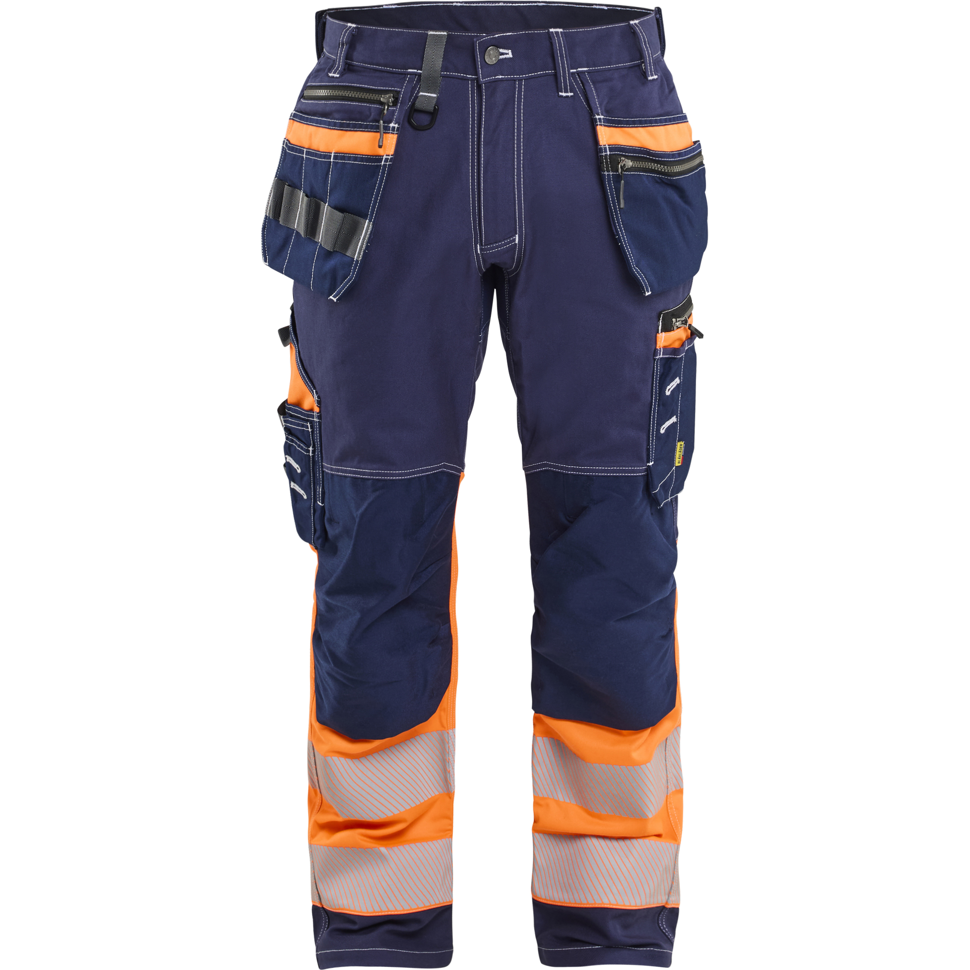 Blaklader High Vis Stretch Work Trousers, Navy Blue/Orange