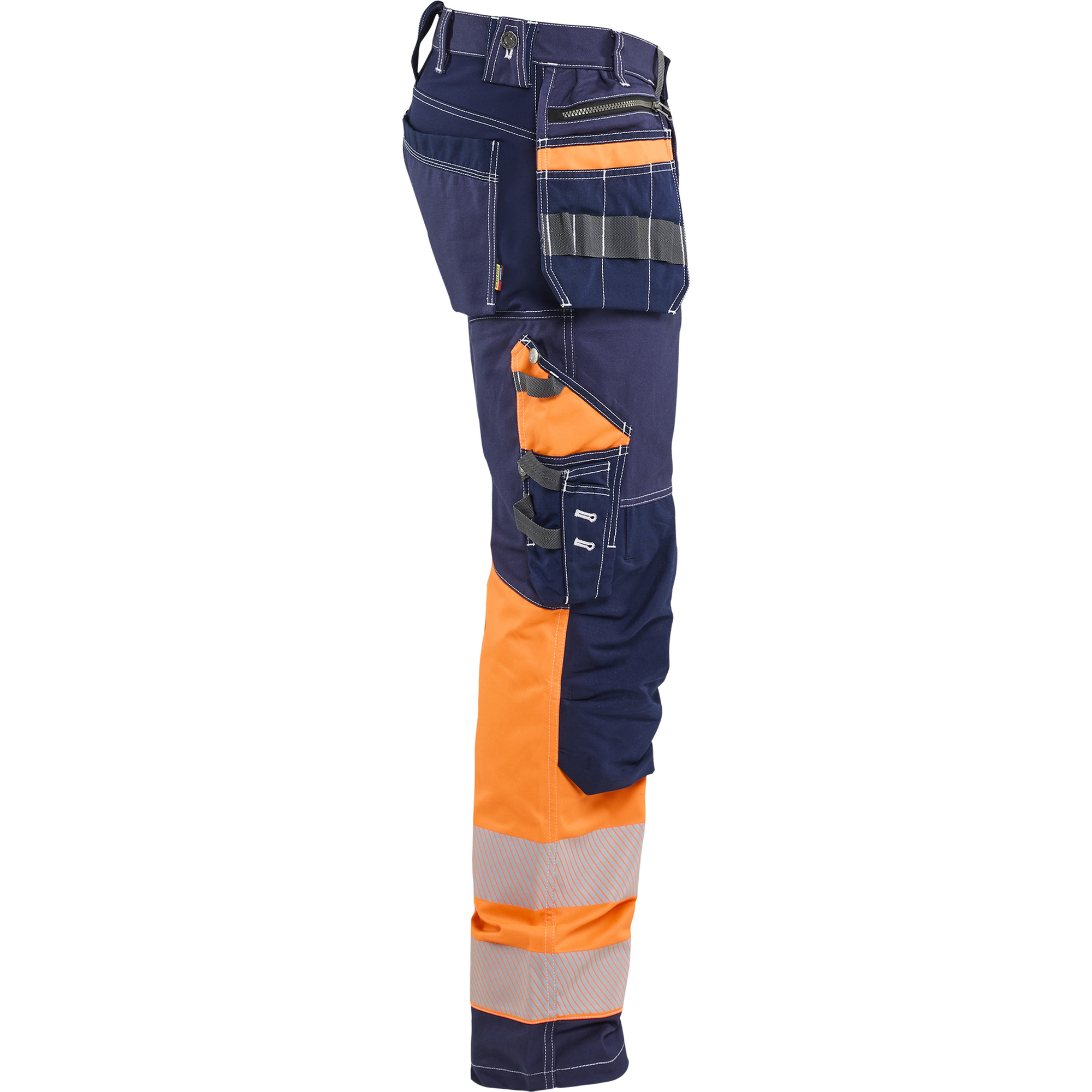 Blaklader High Vis Stretch Work Trousers, Navy Blue/Orange (2)