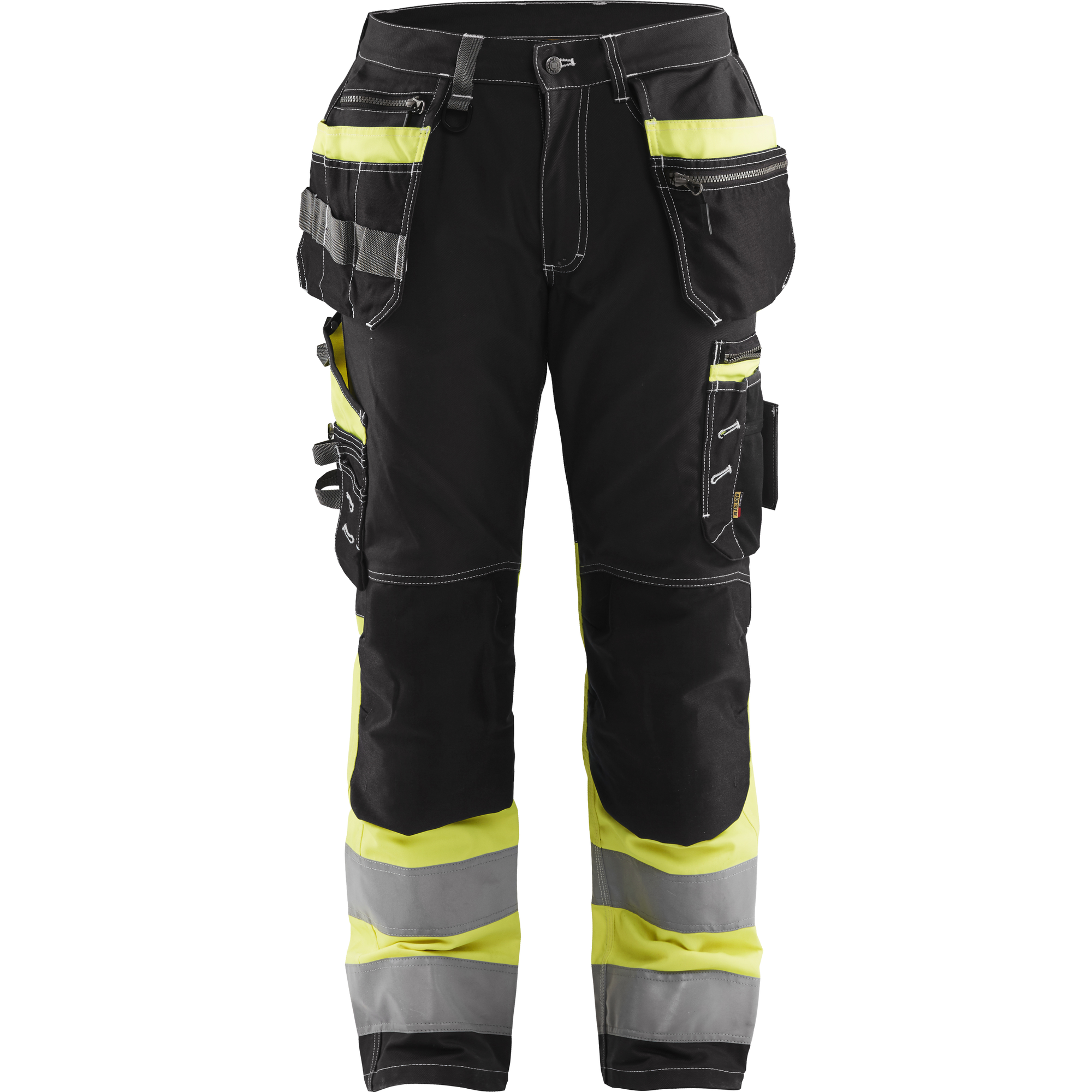 Blaklader High Vis Stretch Work Trousers, Black/Yellow