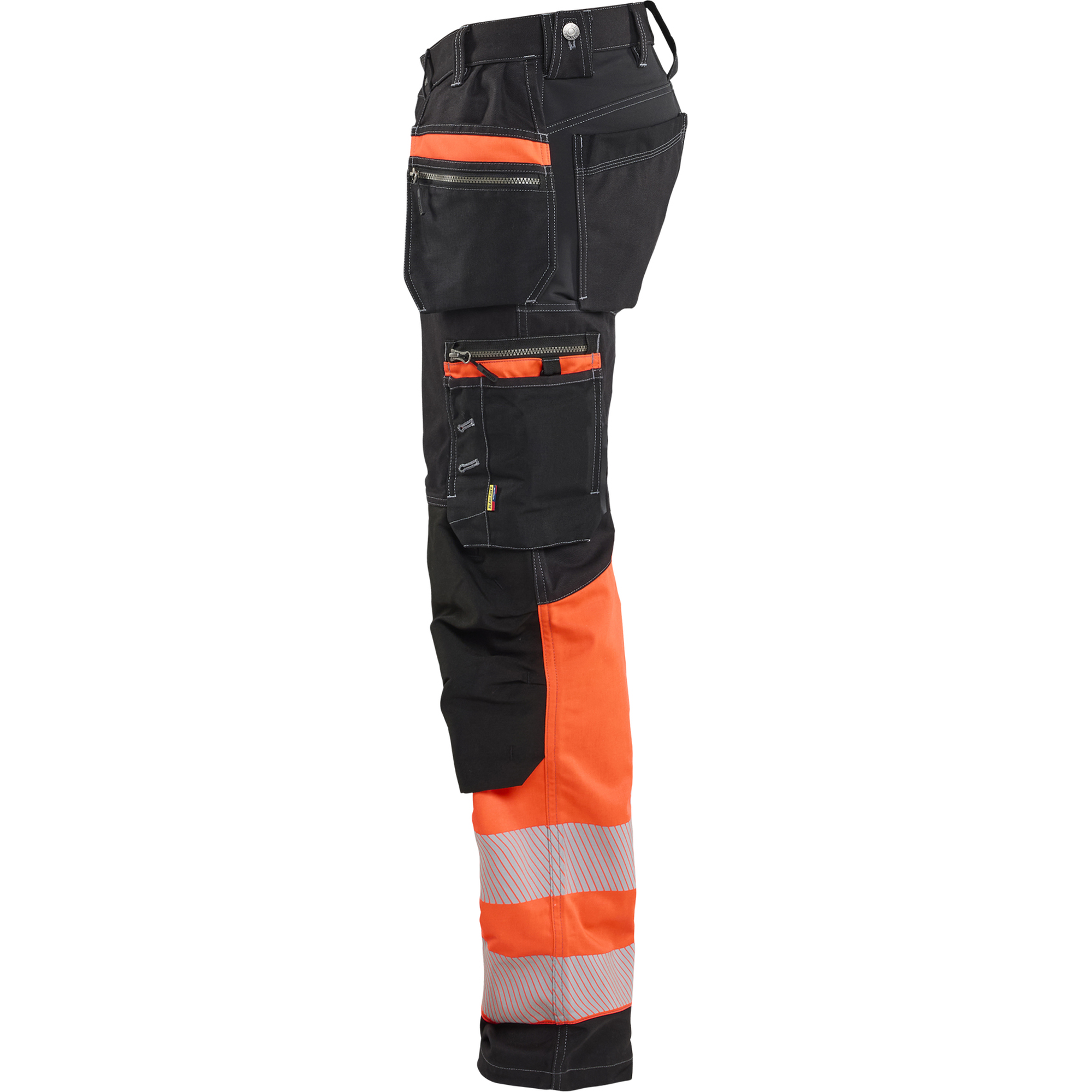 Blaklader High Vis Stretch Work Trousers, Black/High Vis Red (3)