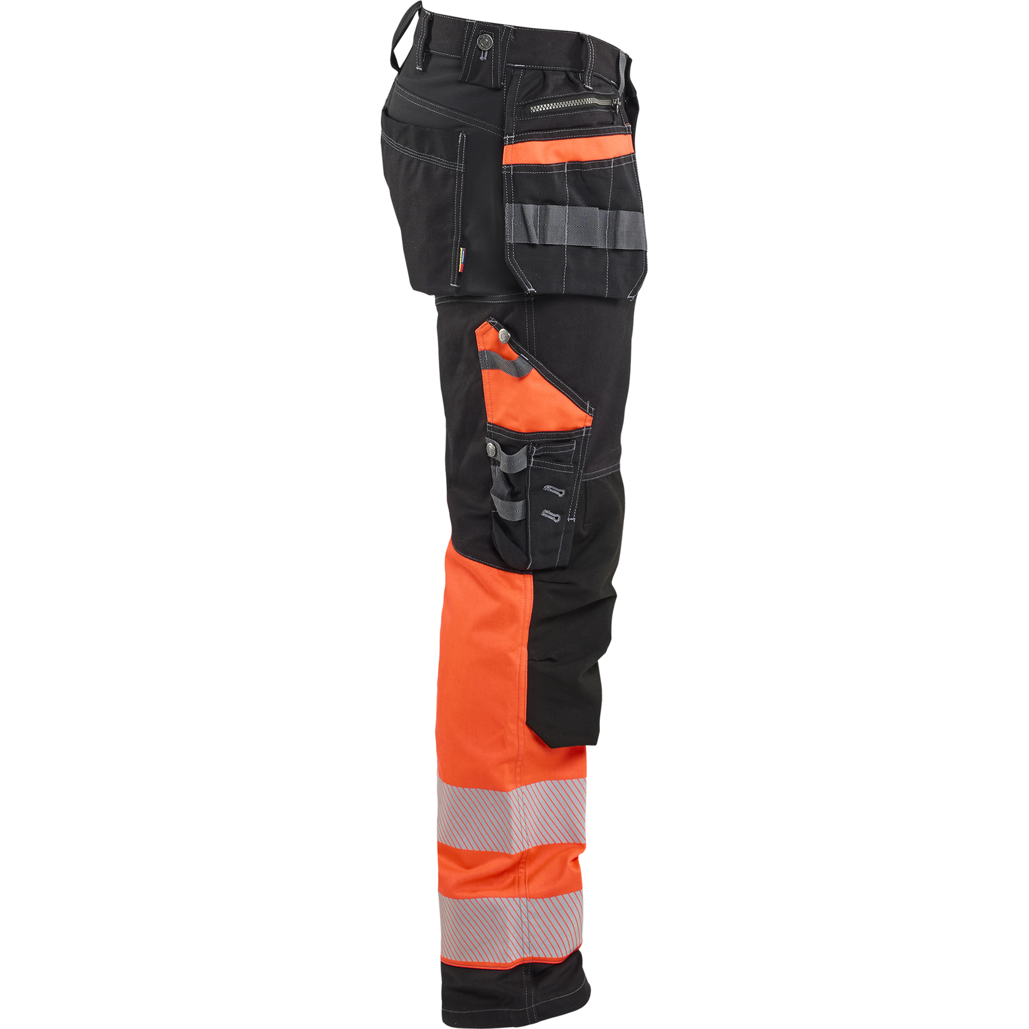 Blaklader High Vis Stretch Work Trousers, Black/High Vis Red (2)