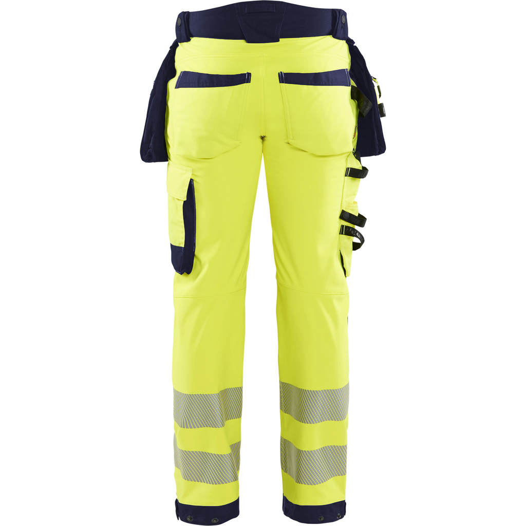 Blaklader High Vis Softshell Work Trousers, Yellow/Navy Blue (4)