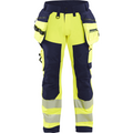 Blaklader High Vis Softshell Work Trousers, Yellow/Navy Blue