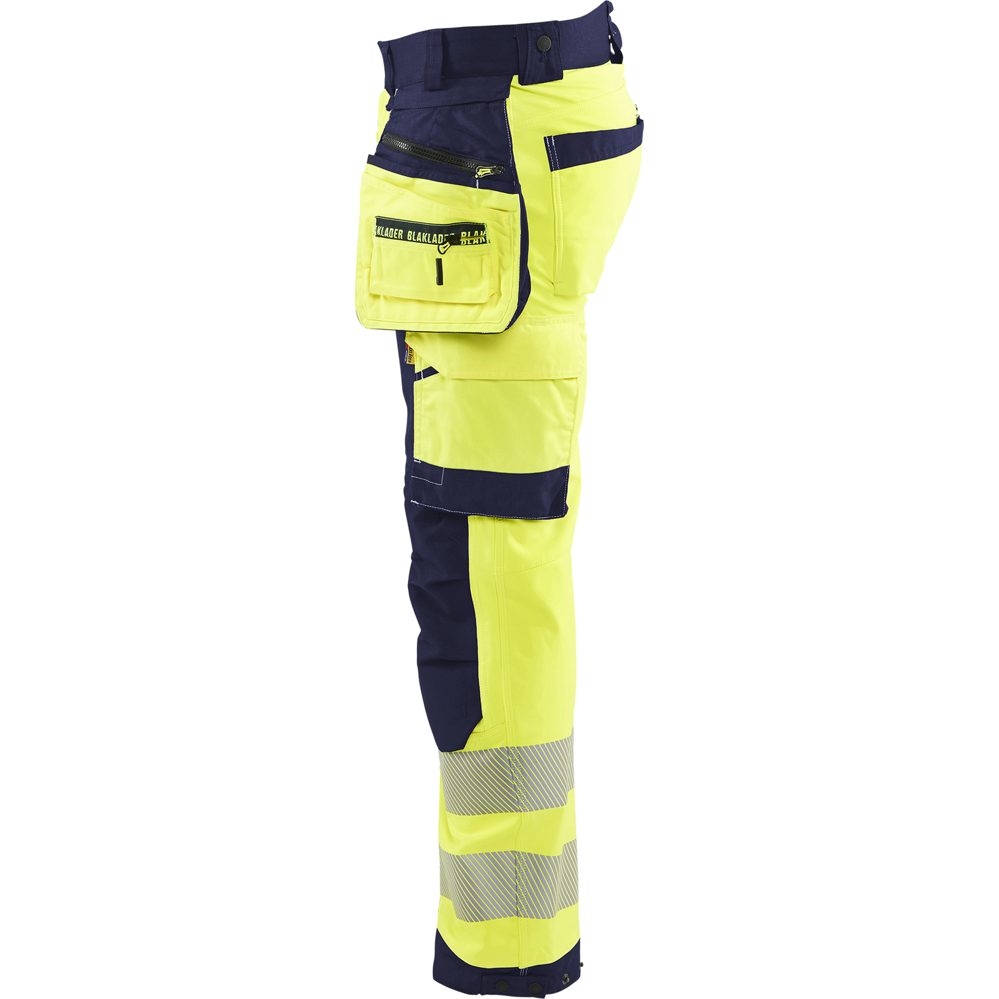 Blaklader High Vis Softshell Work Trousers, Yellow/Navy Blue (3)