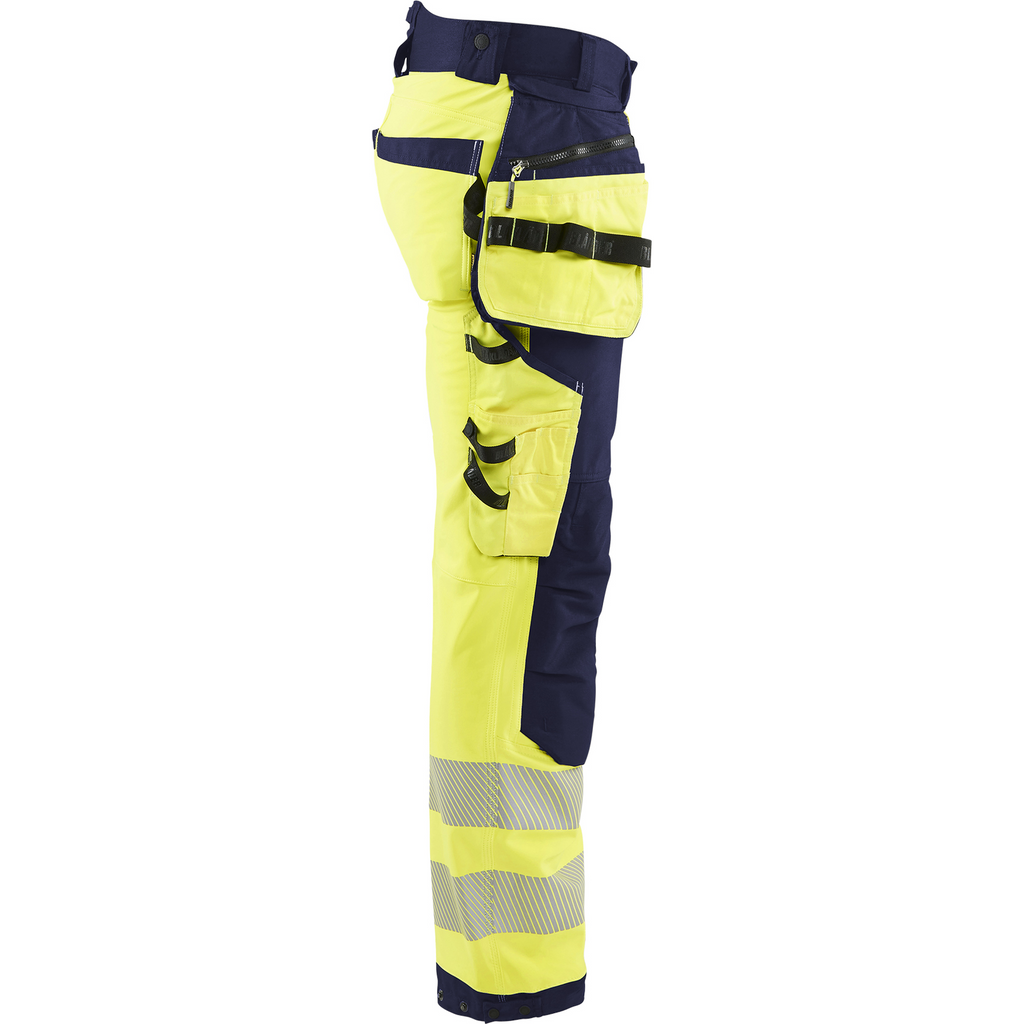 Blaklader High Vis Softshell Work Trousers, Yellow/Navy Blue (2)