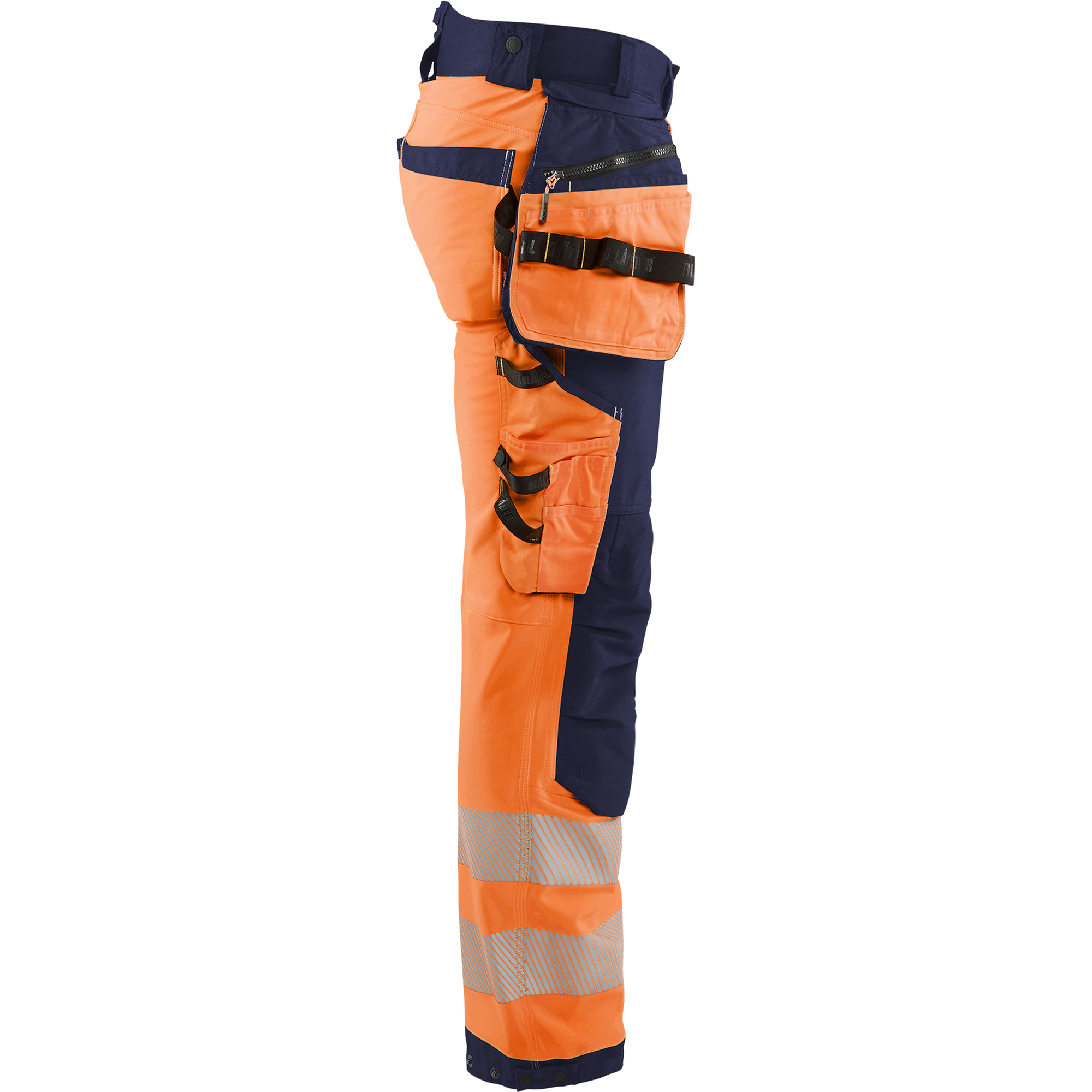 Blaklader High Vis Softshell Work Trousers, Orange/Navy Blue (2)