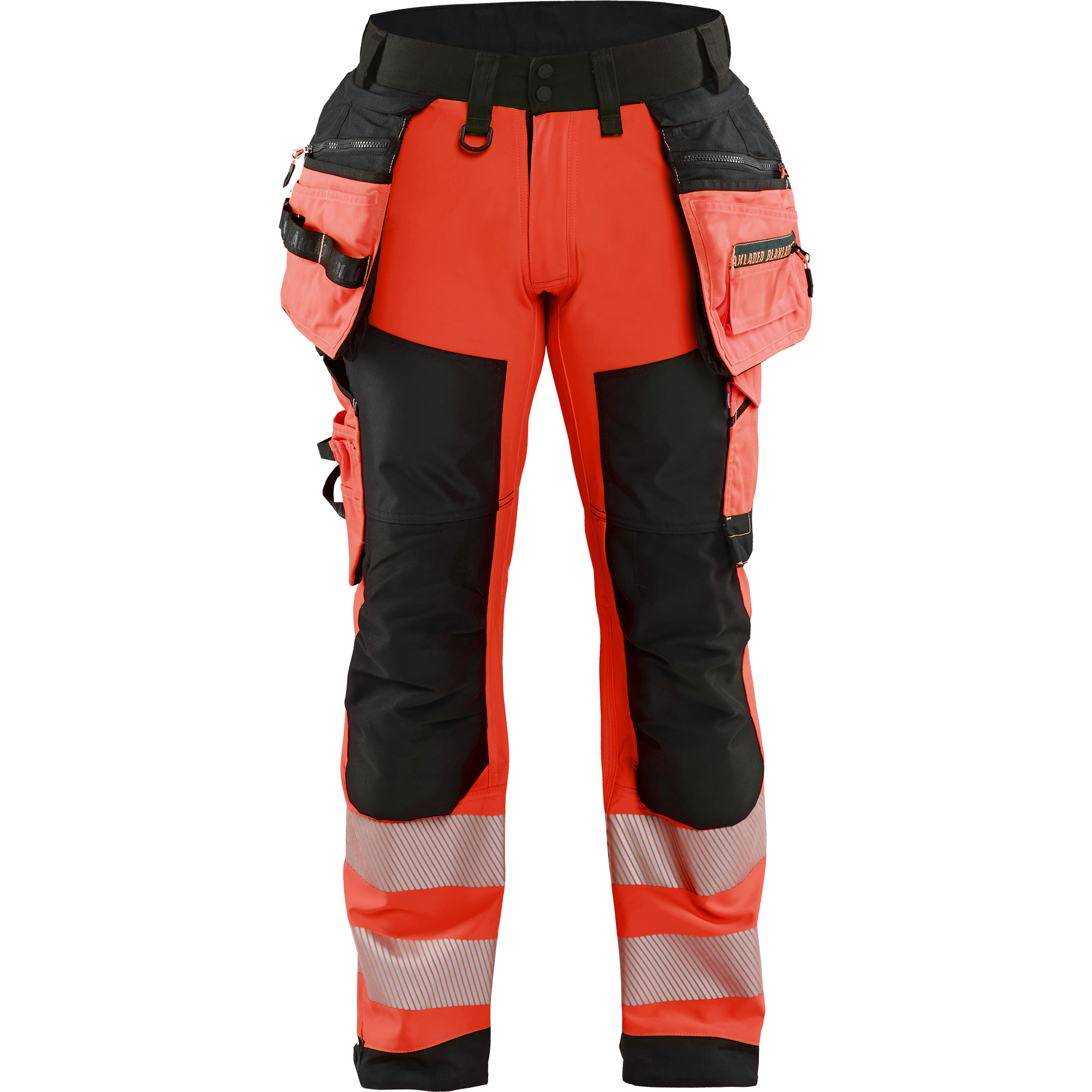 Blaklader High Vis Softshell Work Trousers, Red/Black