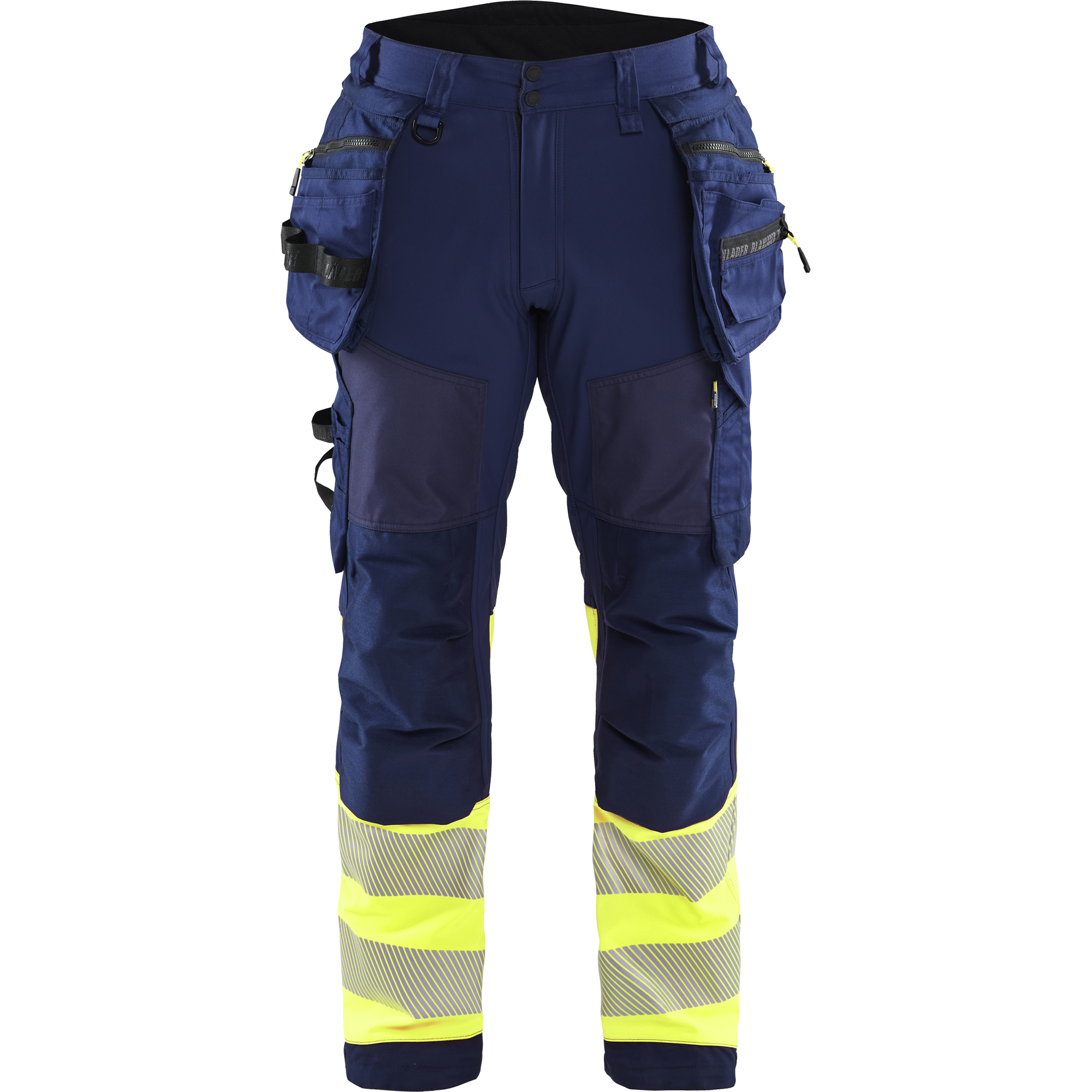 Blaklader High Vis Softshell Work Trousers, Navy/ Yellow