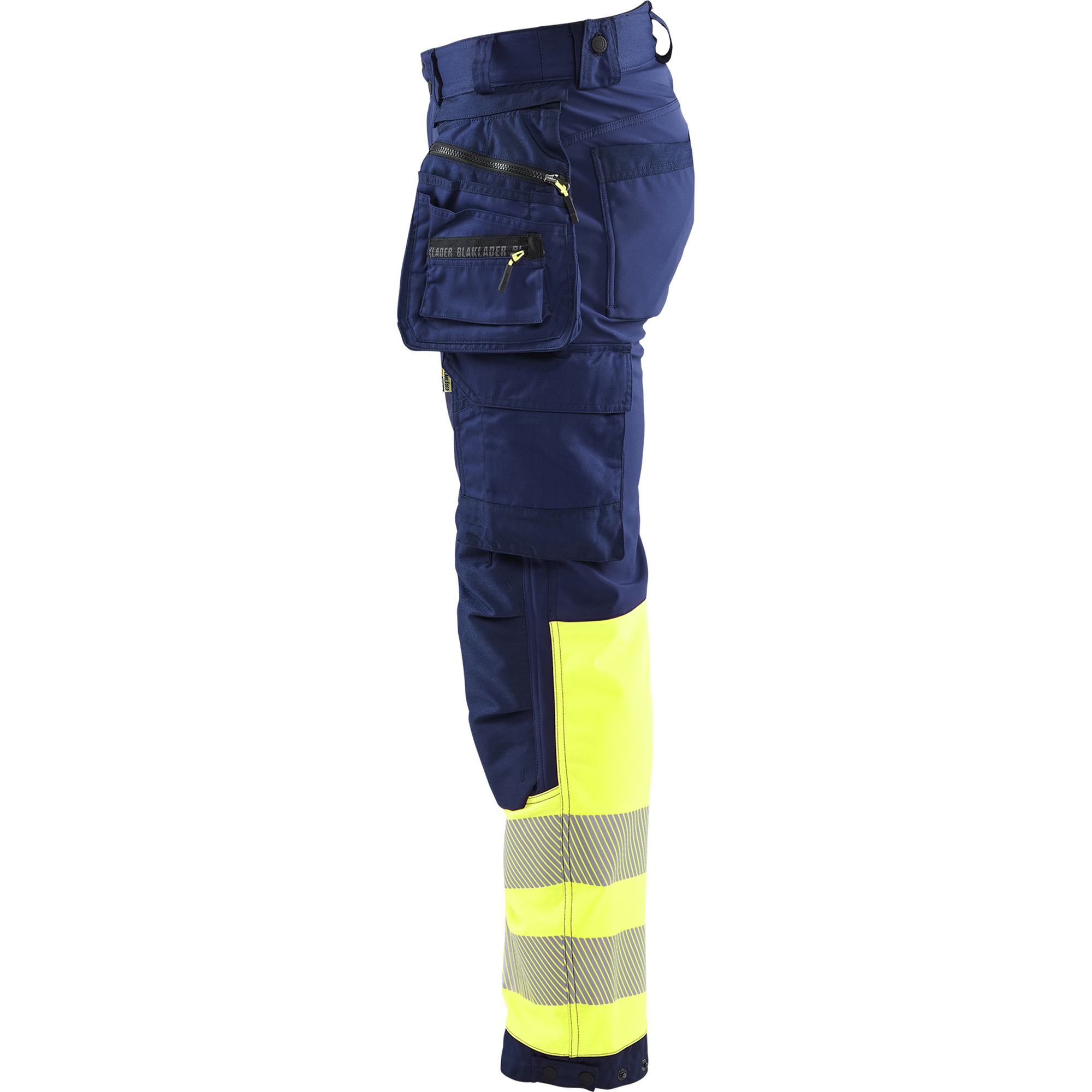 Blaklader High Vis Softshell Work Trousers, Navy/ Yellow (3)