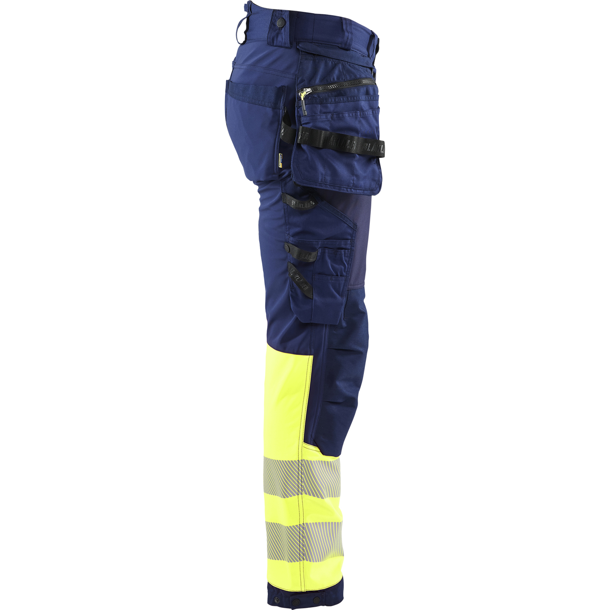Blaklader High Vis Softshell Work Trousers, Navy/ Yellow (2)
