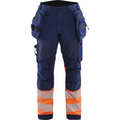 Blaklader High Vis Softshell Work Trousers, Navy/Orange