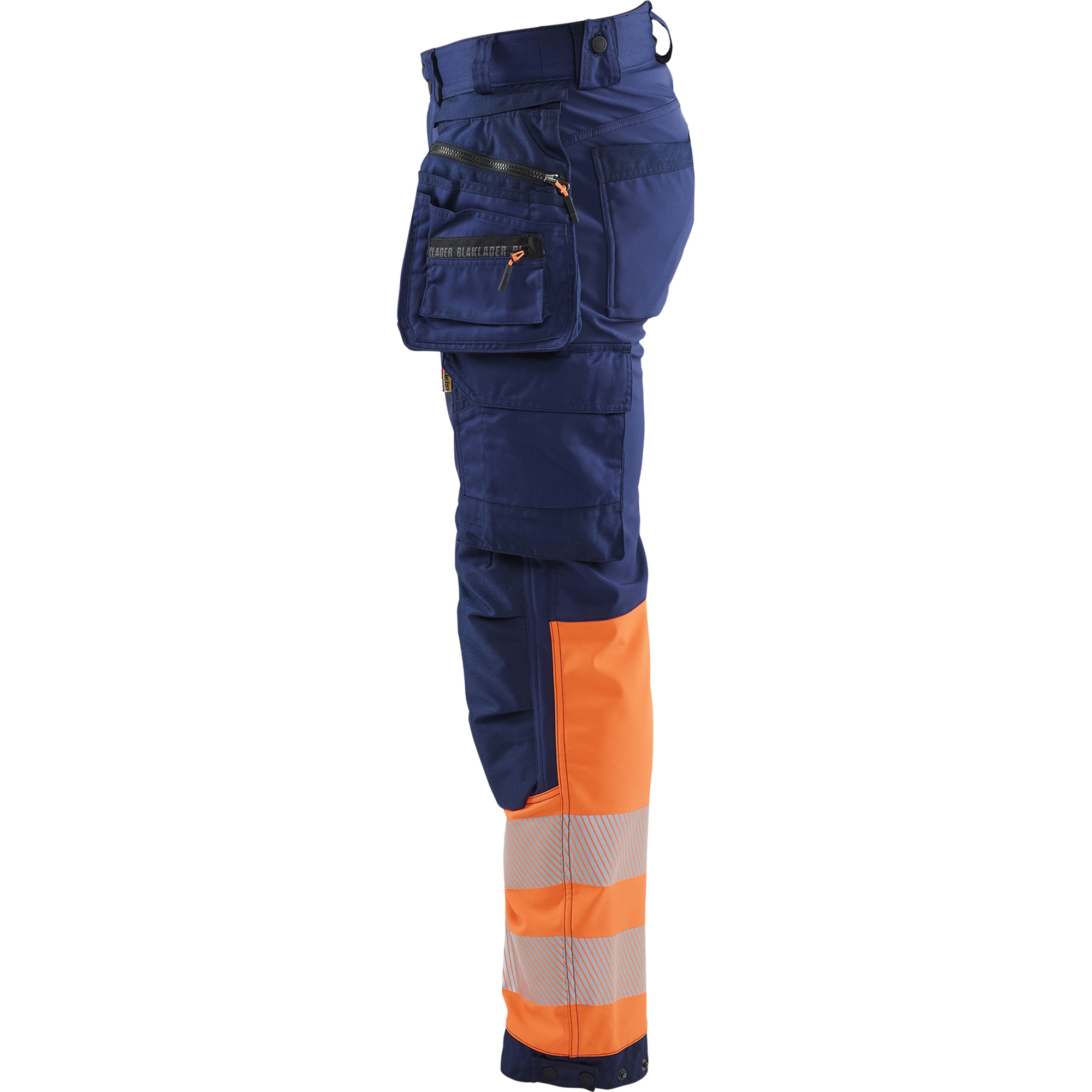Blaklader High Vis Softshell Work Trousers, Navy/Orange (3)