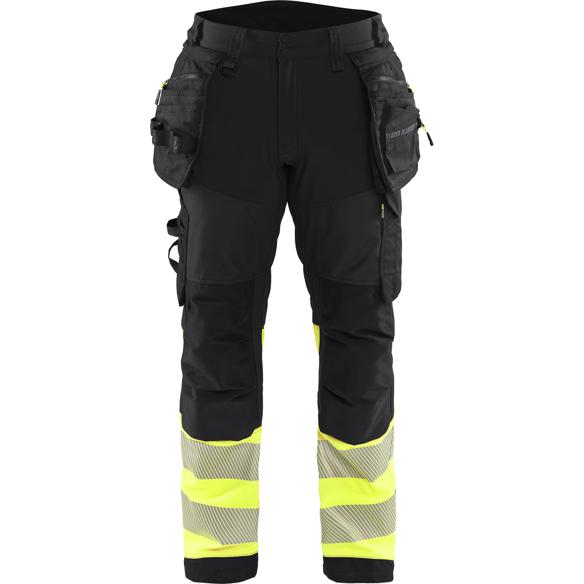 Blaklader High Vis Softshell Work Trousers, Black/Yellow