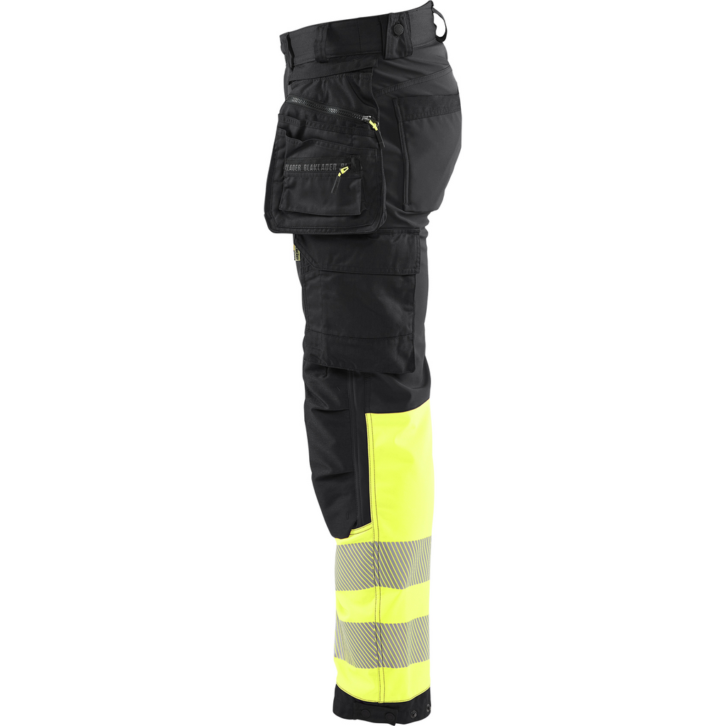 Blaklader High Vis Softshell Work Trousers, Black/Yellow (3)