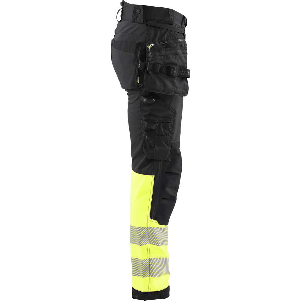 Blaklader High Vis Softshell Work Trousers, Black/Yellow (2)