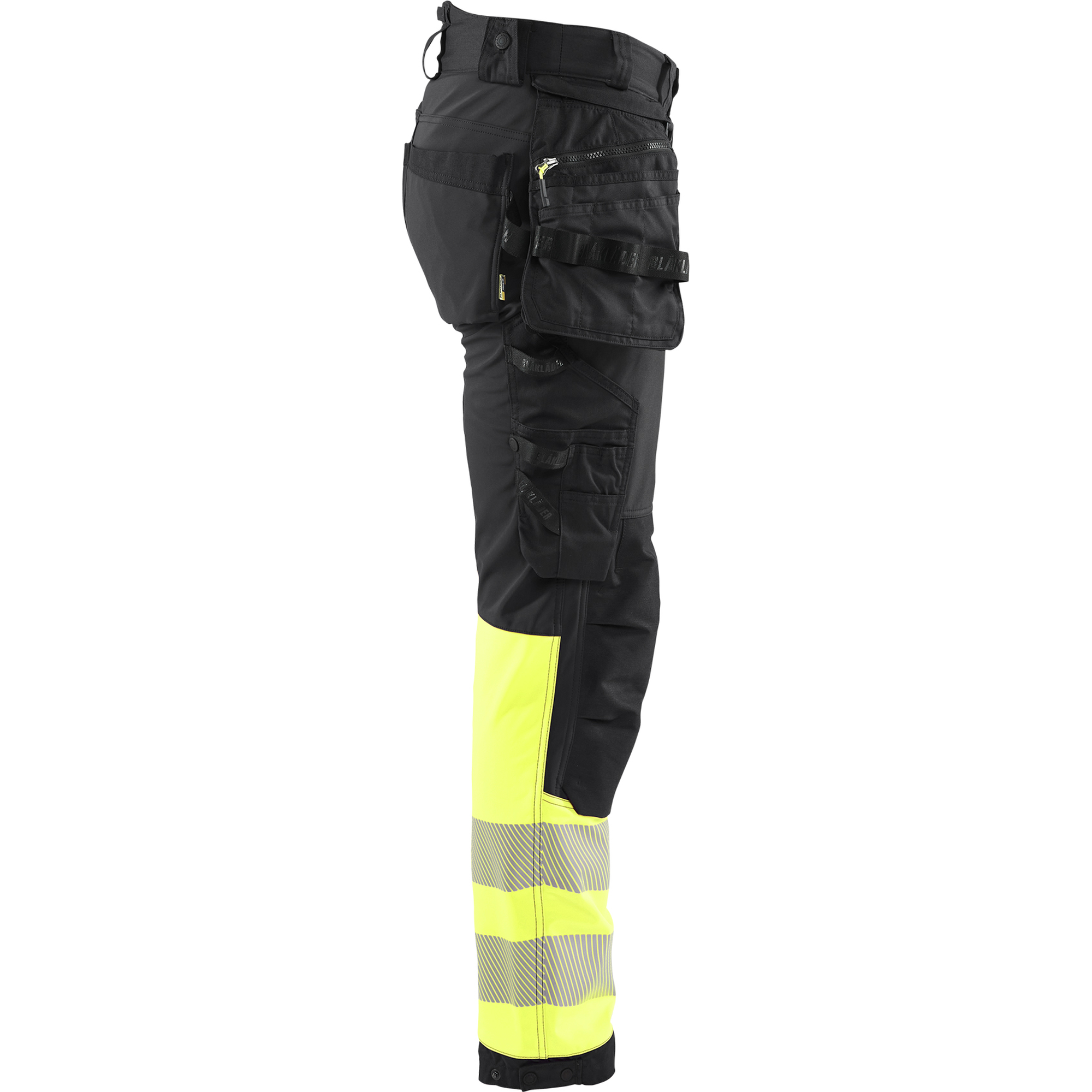 Blaklader High Vis Softshell Work Trousers, Black/Yellow (2)