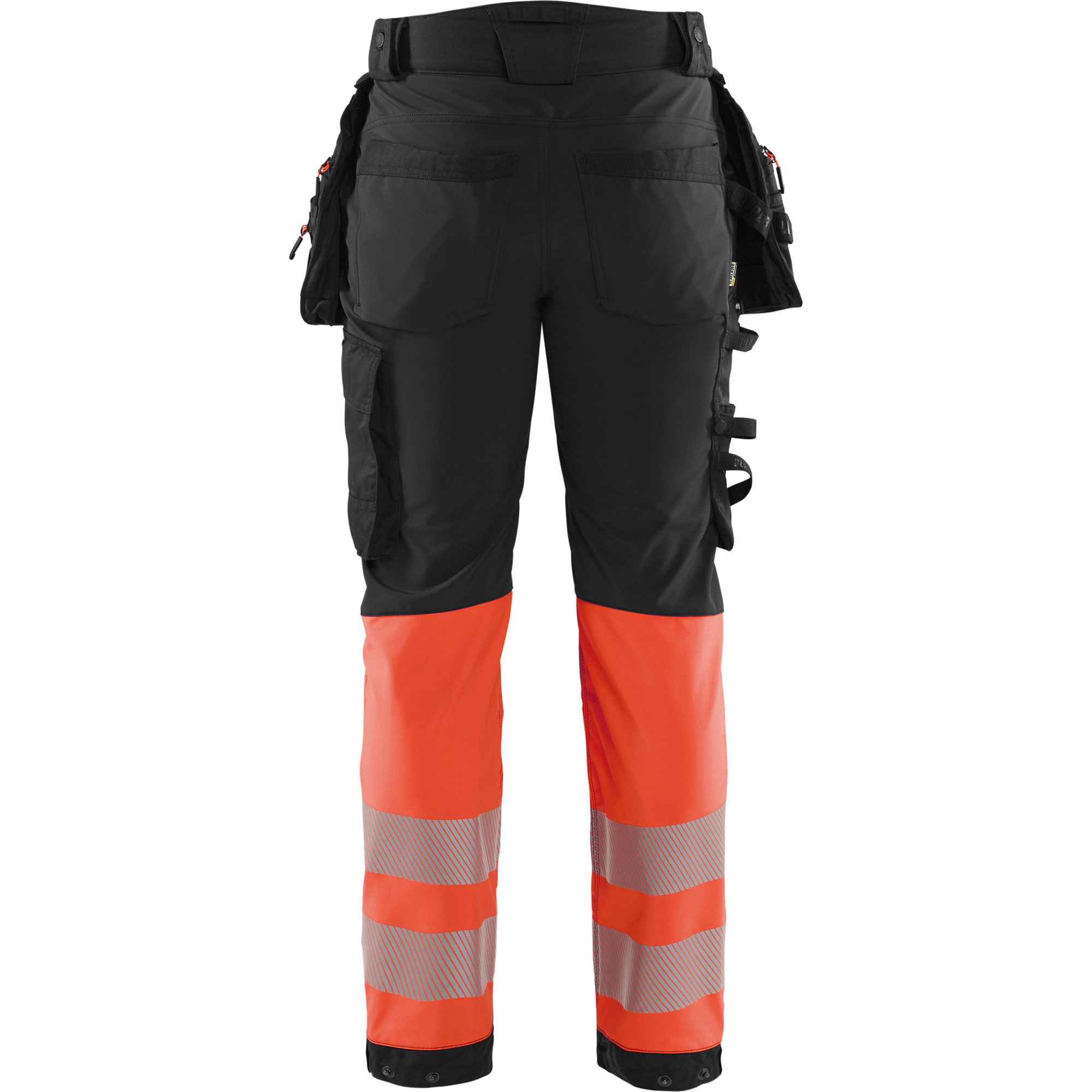 Blaklader High Vis Softshell Work Trousers, Black/High Vis Red (4)