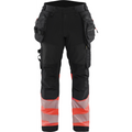Blaklader High Vis Softshell Work Trousers, Black/High Vis Red